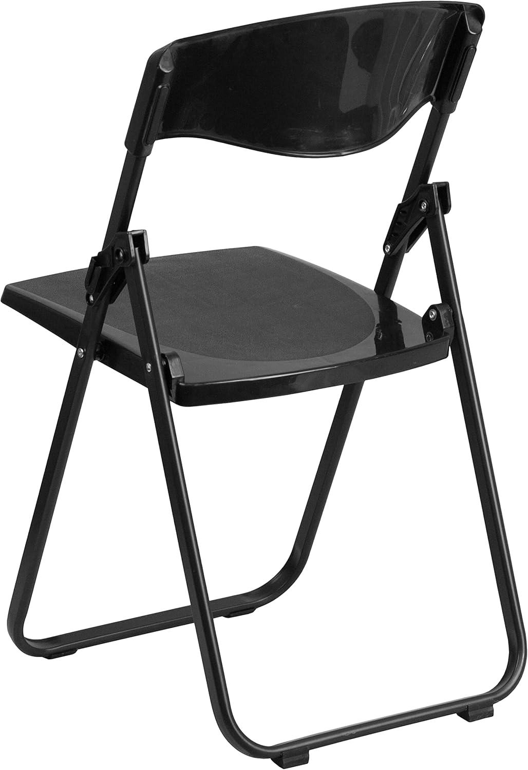 imageFlash Furniture 6 Pack HERCULES Series 500 lb Capacity Heavy Duty Black Plastic Folding Chair with Builtin Ganging BracketsBlack