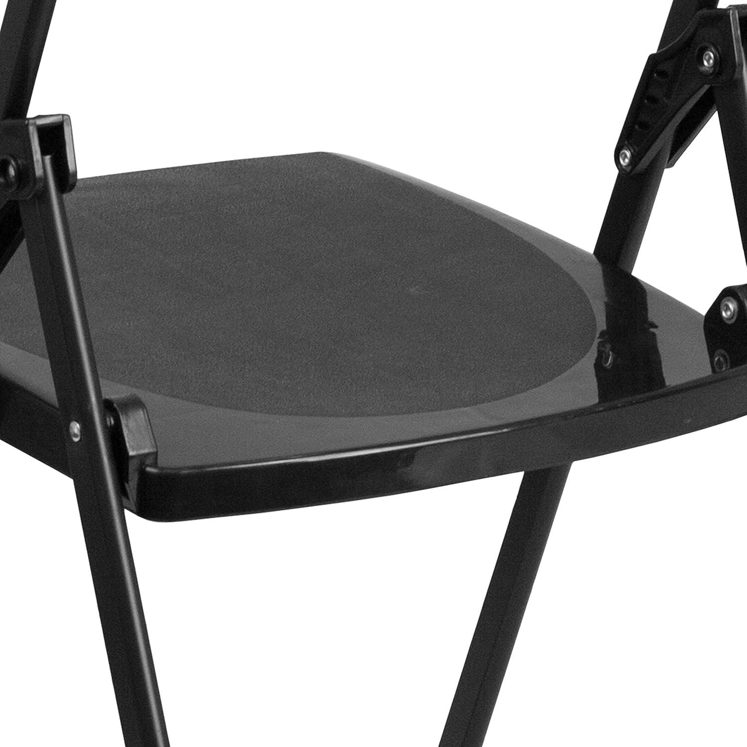 imageFlash Furniture 6 Pack HERCULES Series 500 lb Capacity Heavy Duty Black Plastic Folding Chair with Builtin Ganging BracketsBlack