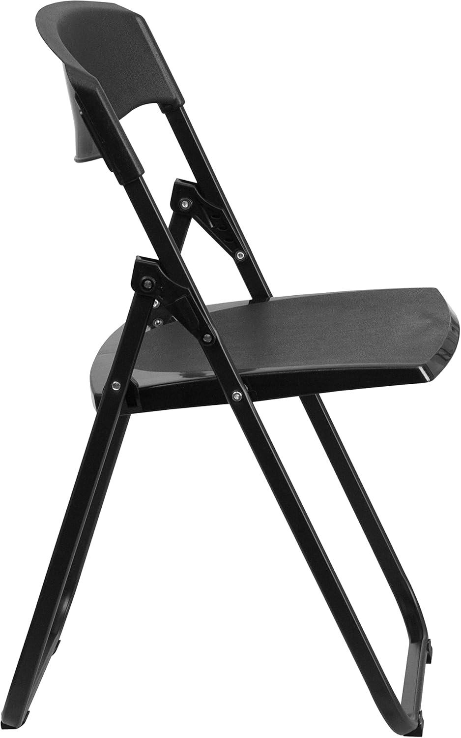imageFlash Furniture 6 Pack HERCULES Series 500 lb Capacity Heavy Duty Black Plastic Folding Chair with Builtin Ganging BracketsBlack