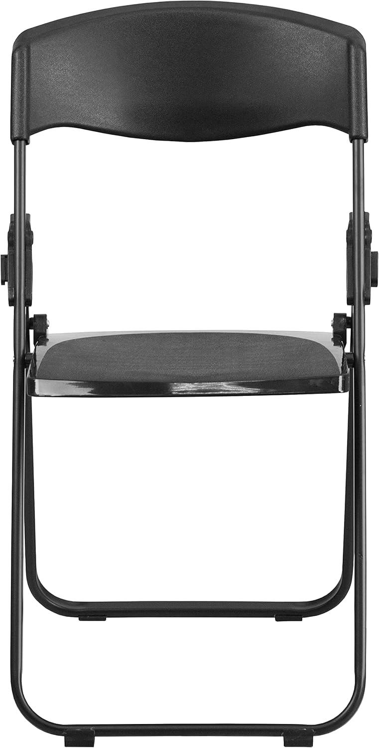 imageFlash Furniture 6 Pack HERCULES Series 500 lb Capacity Heavy Duty Black Plastic Folding Chair with Builtin Ganging BracketsBlack