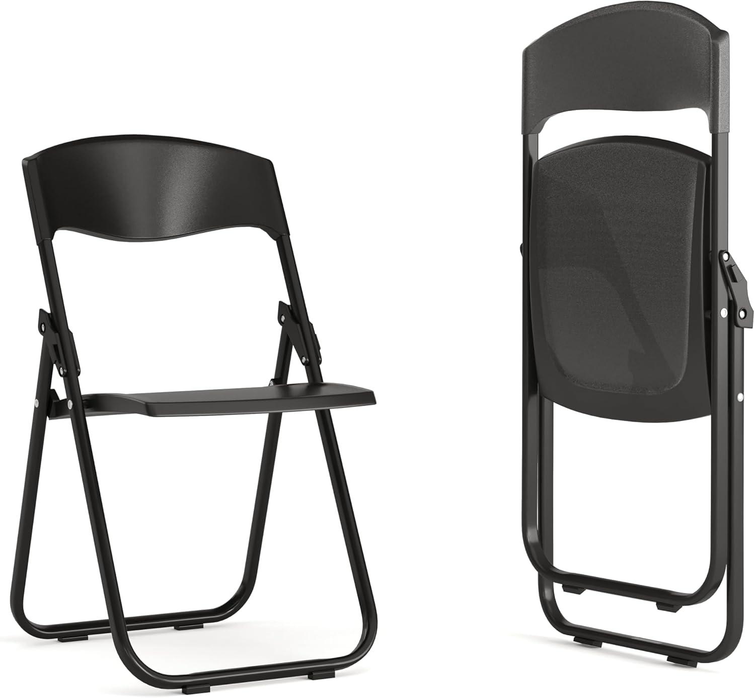 imageFlash Furniture 6 Pack HERCULES Series 500 lb Capacity Heavy Duty Black Plastic Folding Chair with Builtin Ganging BracketsBlack