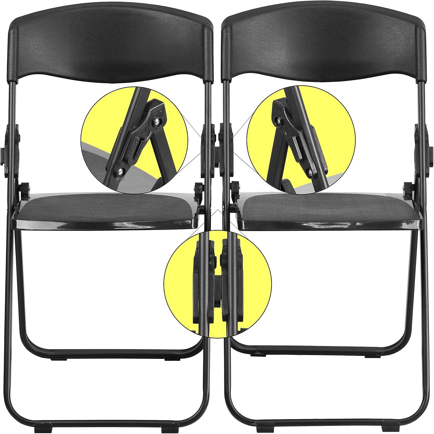 imageFlash Furniture 6 Pack HERCULES Series 500 lb Capacity Heavy Duty Black Plastic Folding Chair with Builtin Ganging BracketsBlack