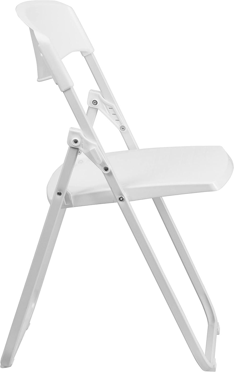 imageFlash Furniture 6 Pack HERCULES Series 500 lb Capacity Heavy Duty Black Plastic Folding Chair with Builtin Ganging BracketsWhite