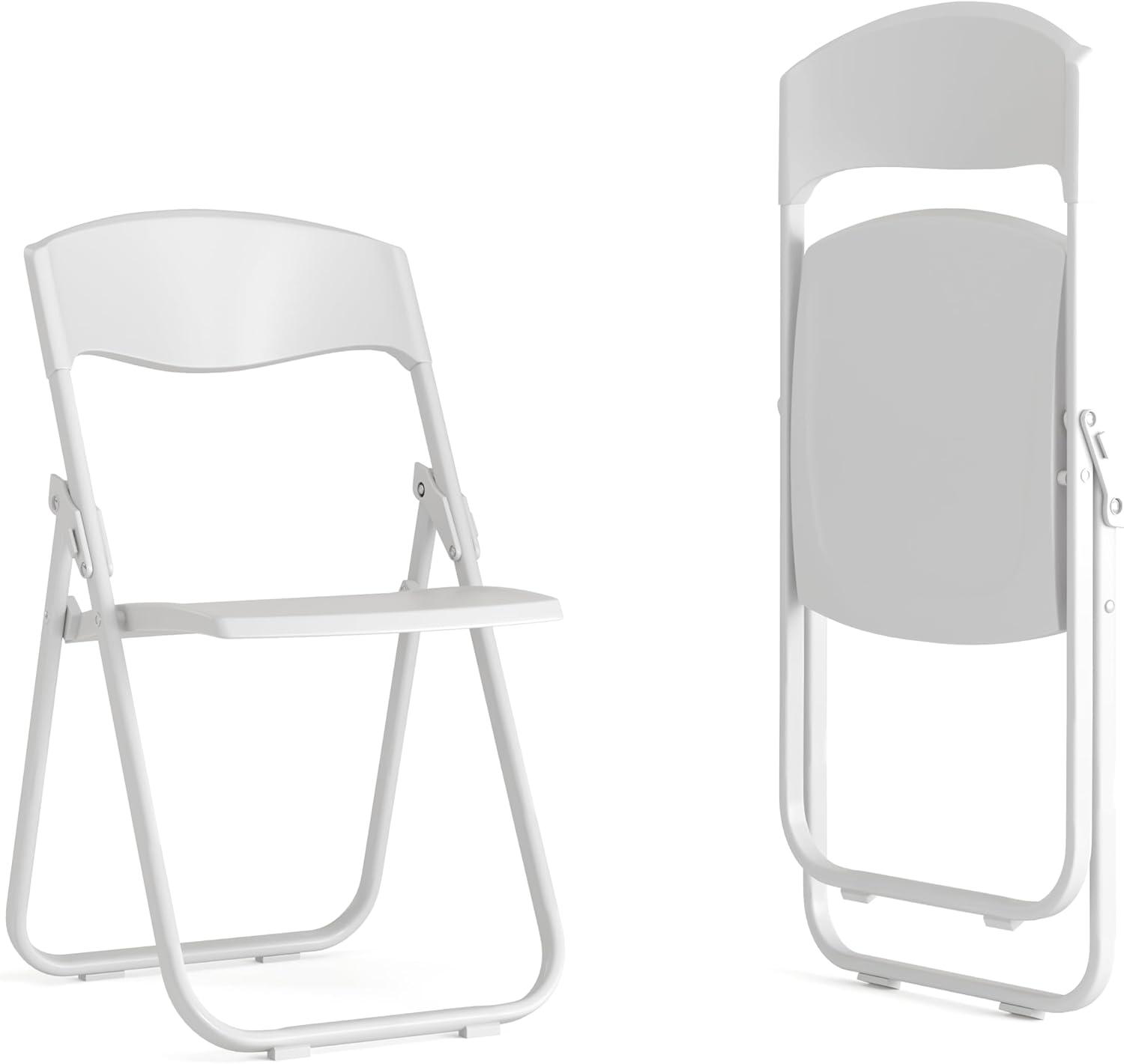 imageFlash Furniture 6 Pack HERCULES Series 500 lb Capacity Heavy Duty Black Plastic Folding Chair with Builtin Ganging BracketsWhite