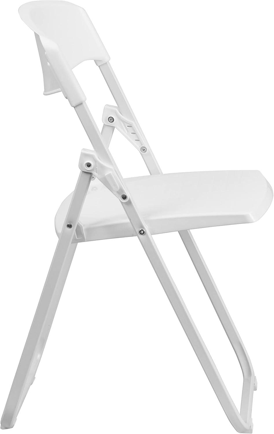 imageFlash Furniture 6 Pack HERCULES Series 500 lb Capacity Heavy Duty Black Plastic Folding Chair with Builtin Ganging BracketsWhite