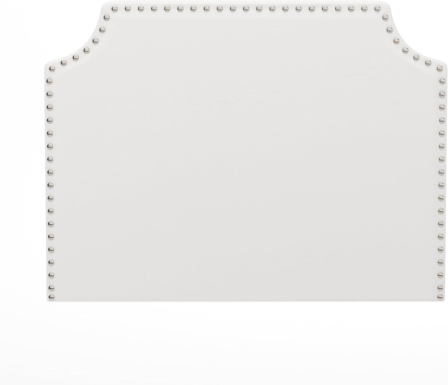 imageFlash Furniture Adeline Twin Headboard with 2 Outlets USB Port USB TypeC Port Contoured Headboard Studded LeatherSoft Upholstery Dual Hanging Options WhiteWhite Leathersoft