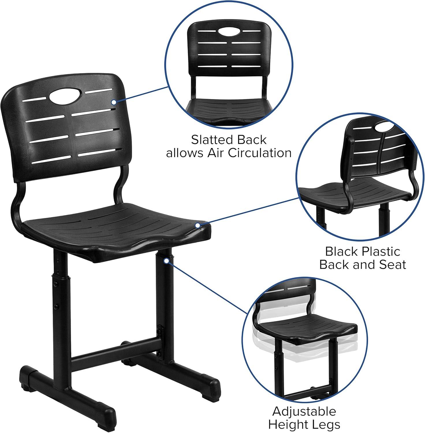 imageFlash Furniture Adjustable Height Black Student Chair with Black Pedestal FrameSet of 6 Seat Height 165185