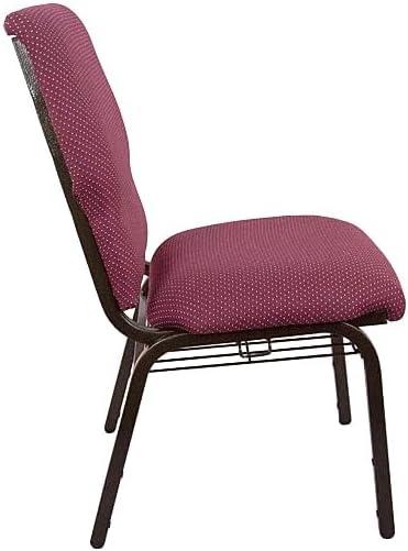 imageFlash Furniture Advantage Mixed Tan Discount Church Chair 21 in WideBurgundy Pattern FabricGold Vein Frame