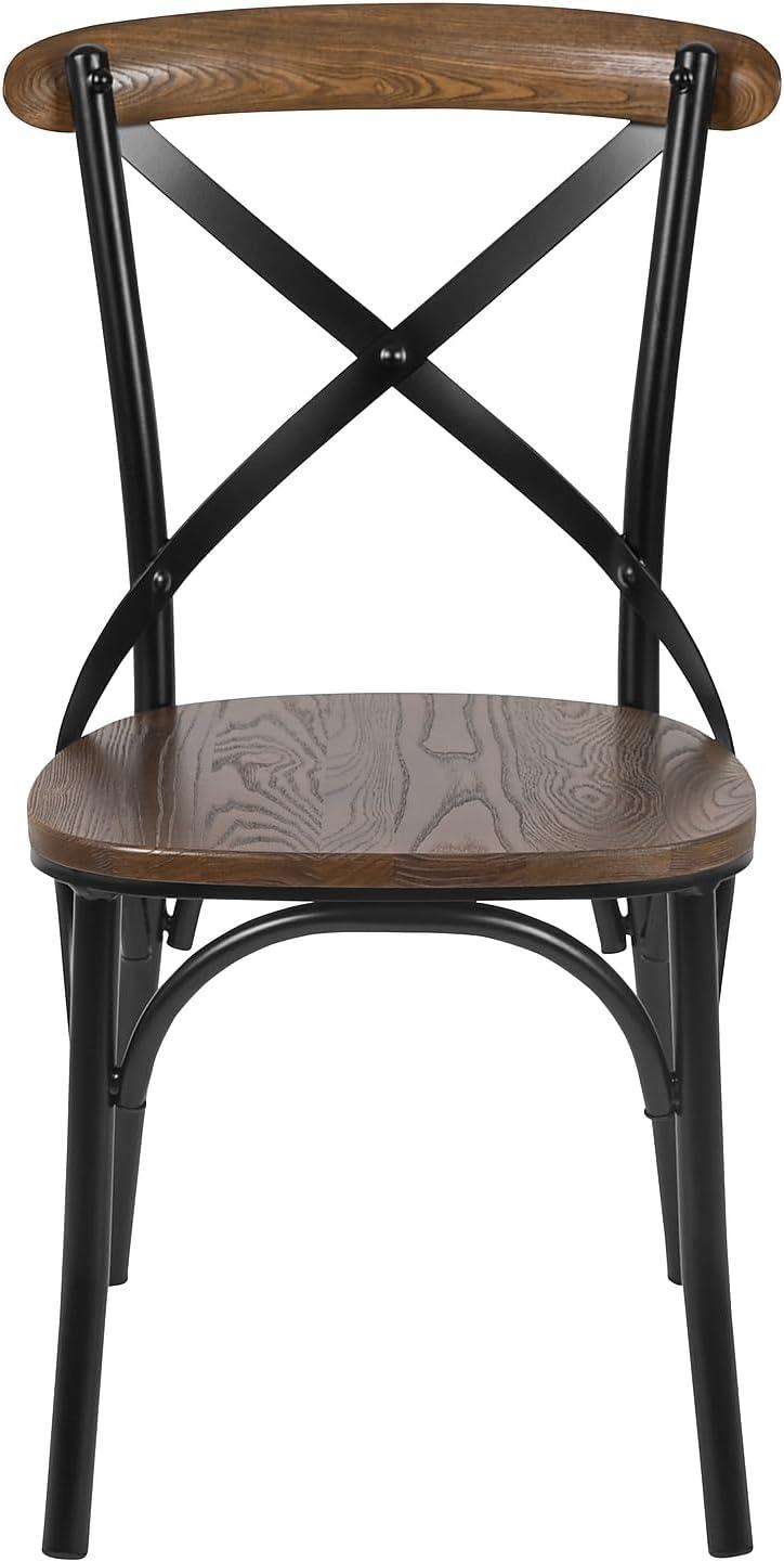 imageFlash Furniture Advantage XBack Chair with Metal Bracing and Fruitwood SeatBlackFruitwood