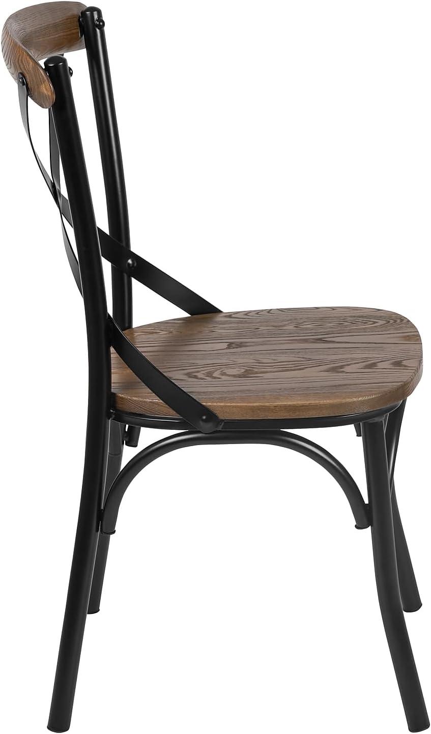 imageFlash Furniture Advantage XBack Chair with Metal Bracing and Fruitwood SeatBlackFruitwood