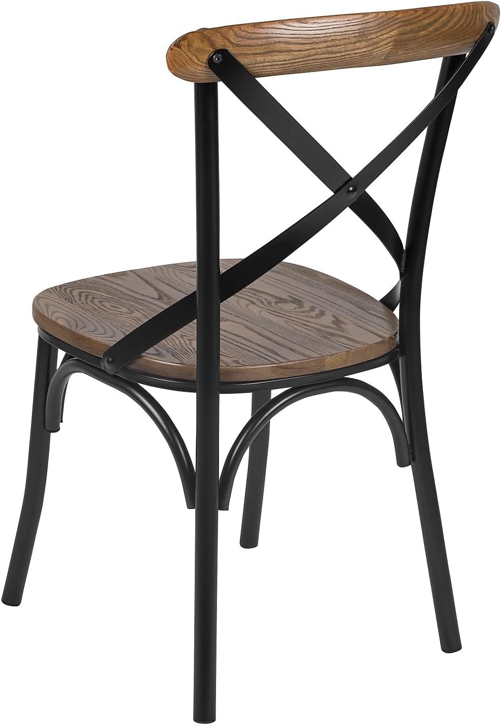 imageFlash Furniture Advantage XBack Chair with Metal Bracing and Fruitwood SeatBlackFruitwood