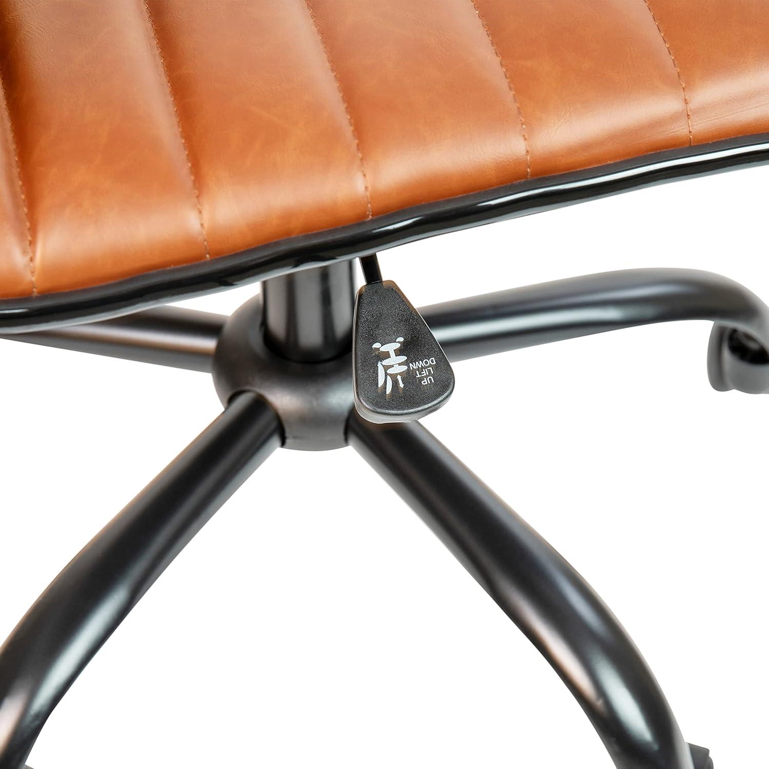 imageFlash Furniture Alan Office Task Chair Brown Vinyl Chrome Frame Armless Ribbed Back and Seat Low Back DesignBrownBlack