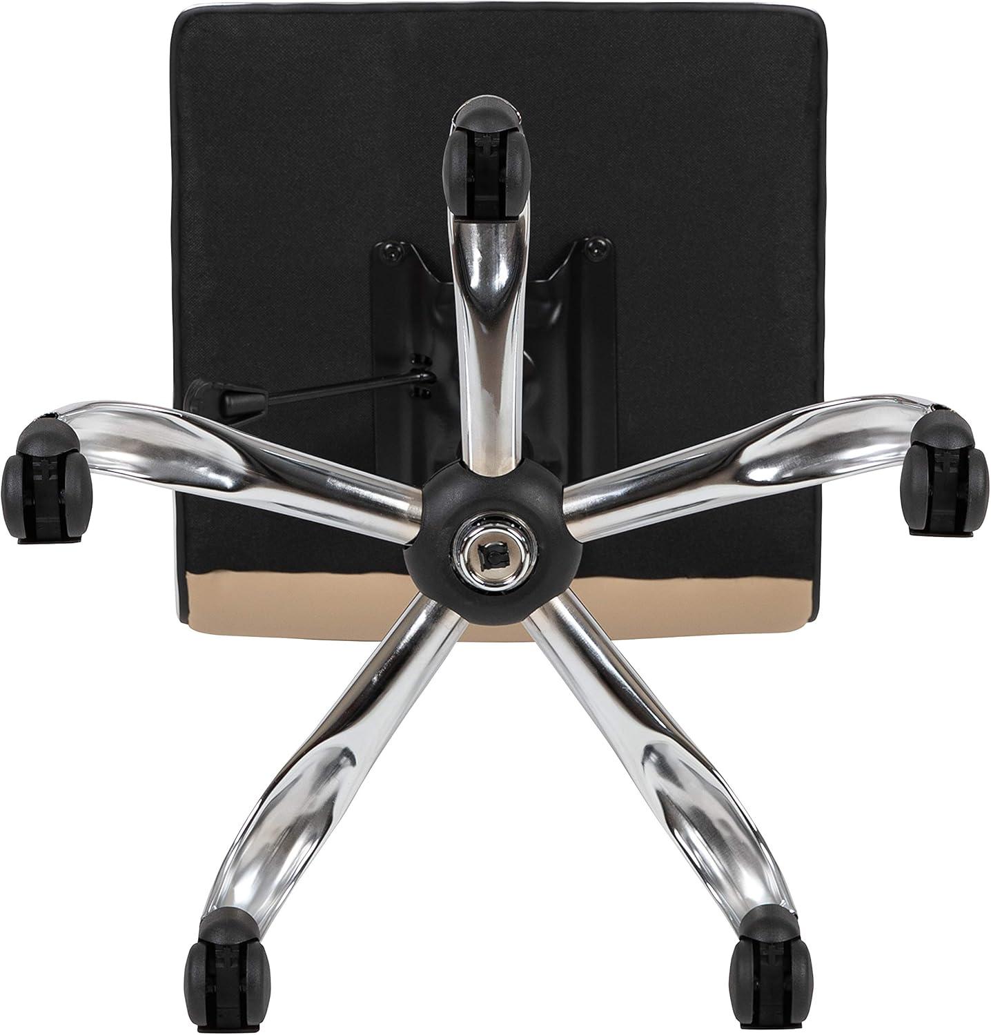 imageFlash Furniture Alan Office Task Chair Brown Vinyl Chrome Frame Armless Ribbed Back and Seat Low Back DesignTanChrome