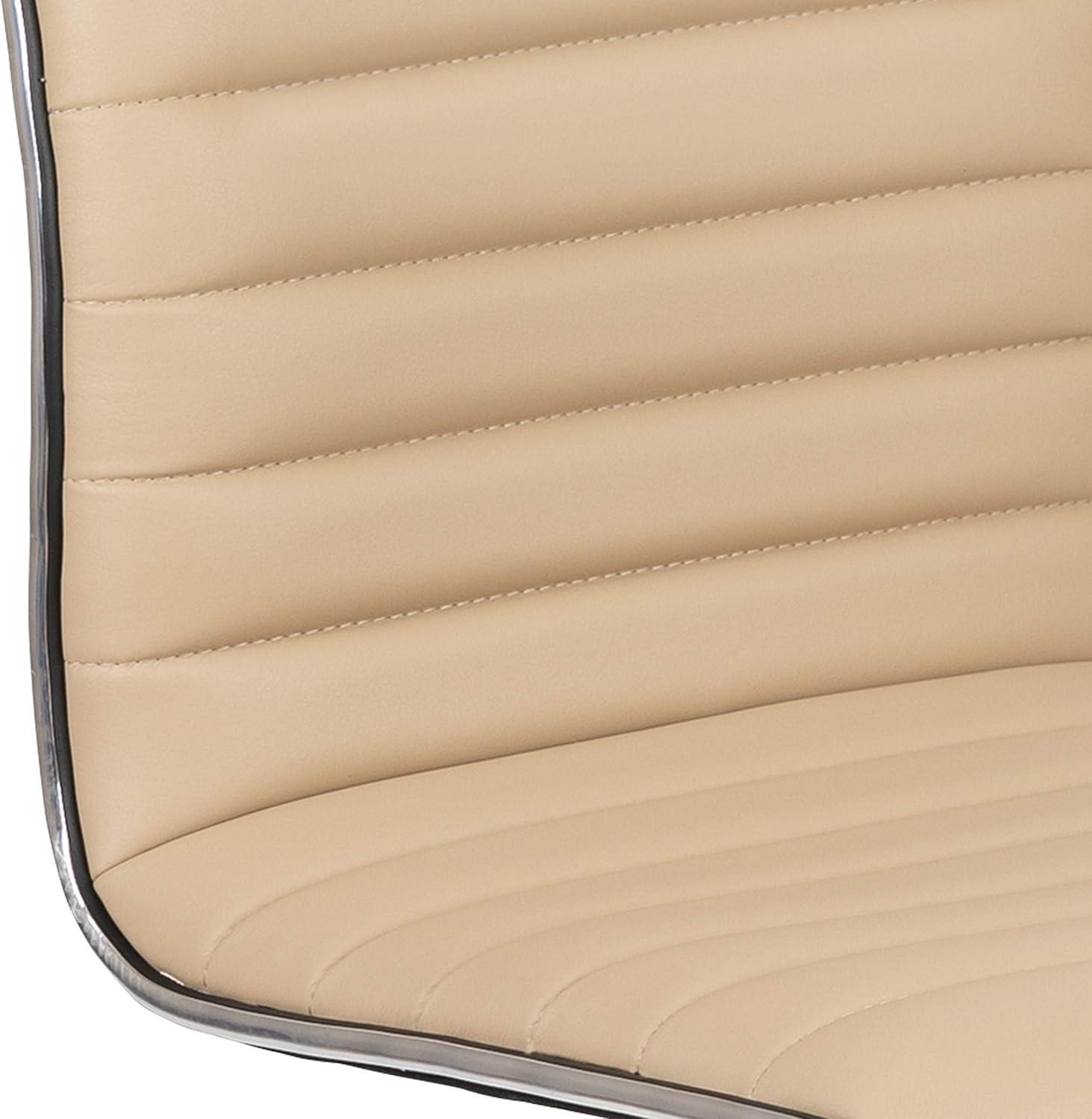 imageFlash Furniture Alan Office Task Chair Brown Vinyl Chrome Frame Armless Ribbed Back and Seat Low Back DesignTanChrome
