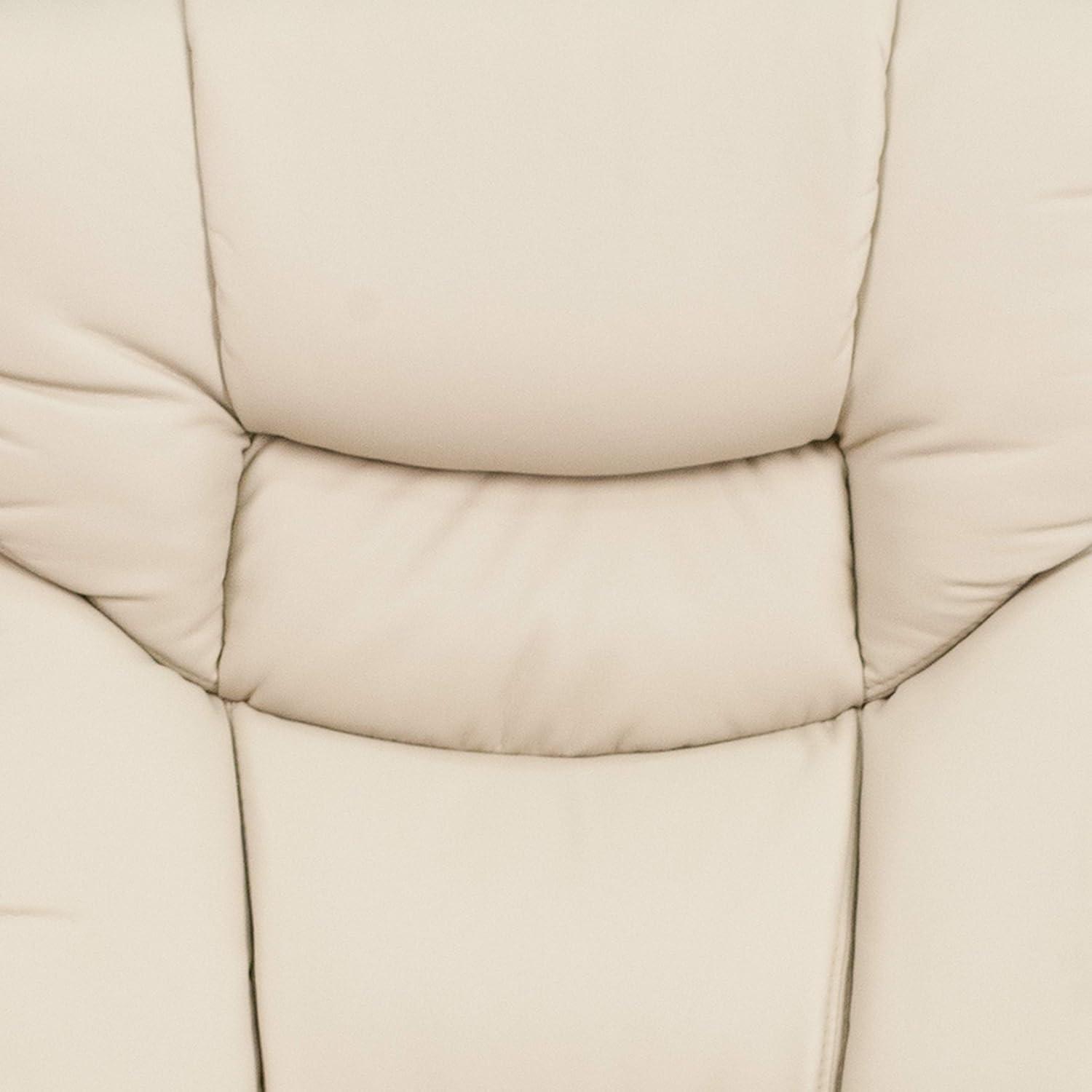 imageFlash Furniture Allie LeatherSoft Upholstered Recliner with Footrest Arms and Headrest Padded Swivel Recliner Chair and Ottoman Set PaliminoBeige