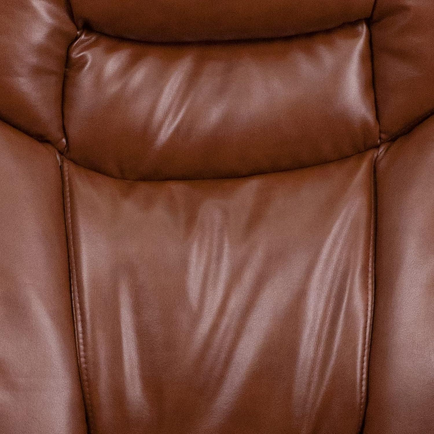 imageFlash Furniture Allie LeatherSoft Upholstered Recliner with Footrest Arms and Headrest Padded Swivel Recliner Chair and Ottoman Set PaliminoBrown Vintage