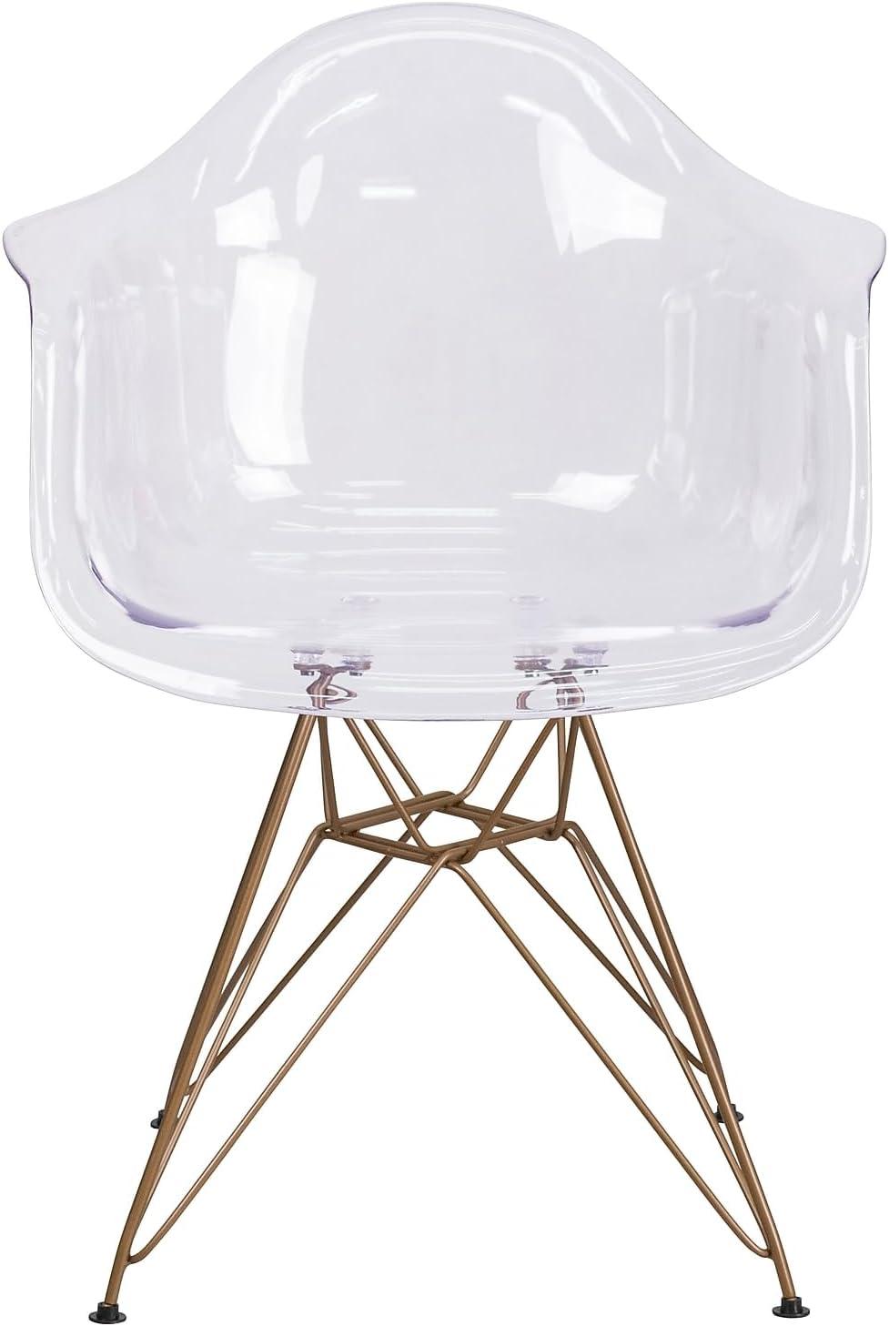 imageFlash Furniture Allure Series Transparent Side Chair with Gold BaseSet of 2