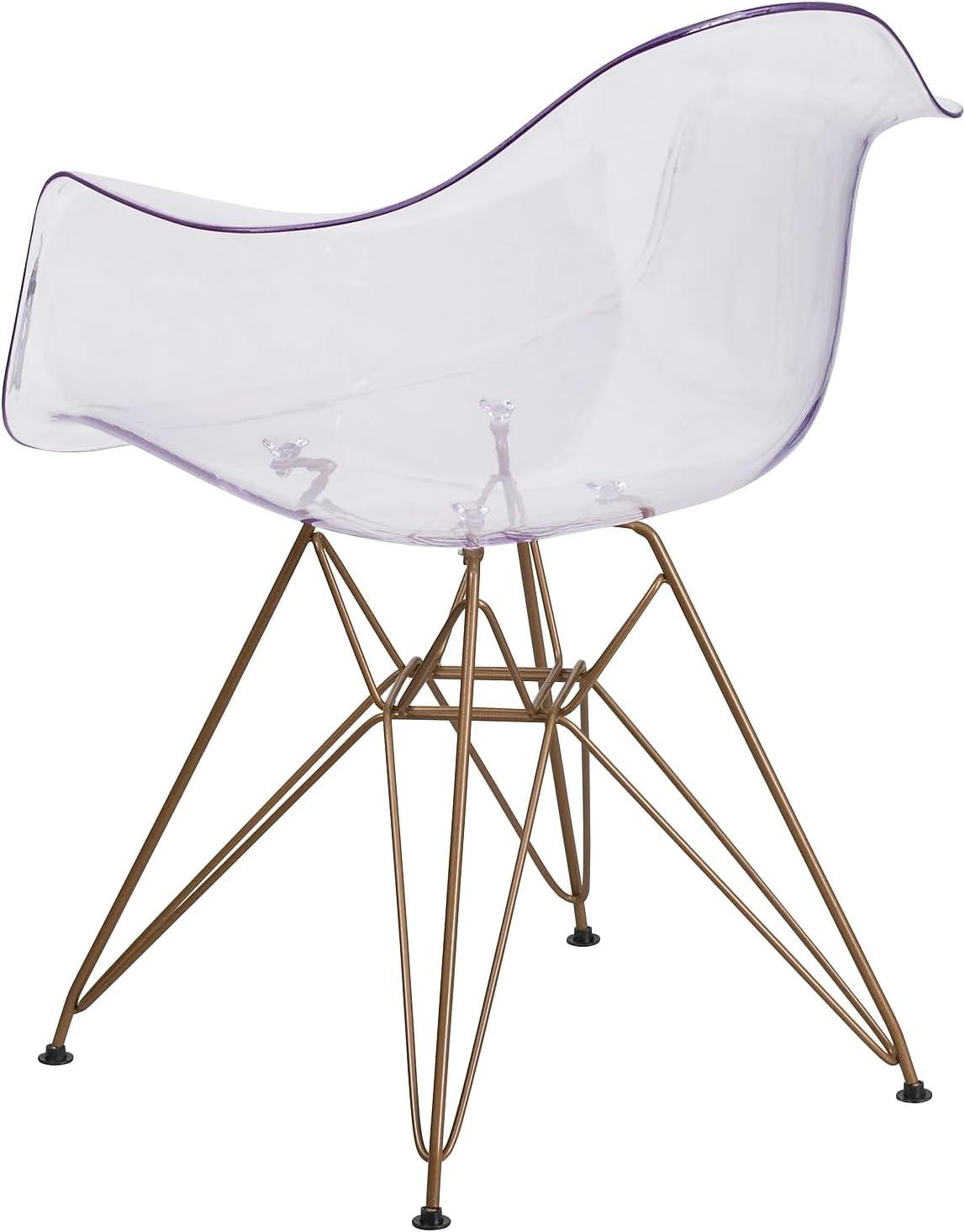 imageFlash Furniture Allure Series Transparent Side Chair with Gold BaseSet of 2