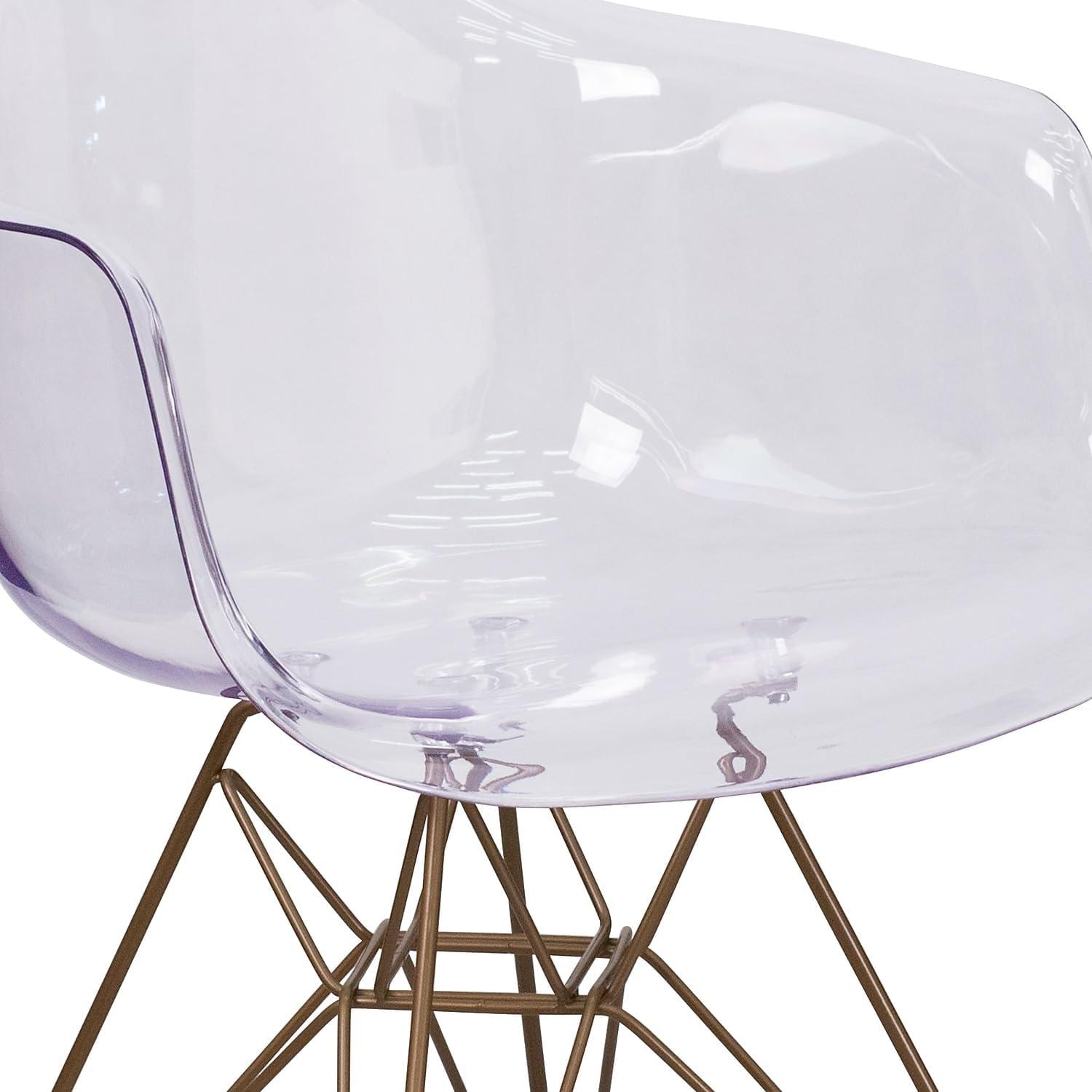 imageFlash Furniture Allure Series Transparent Side Chair with Gold BaseSet of 2