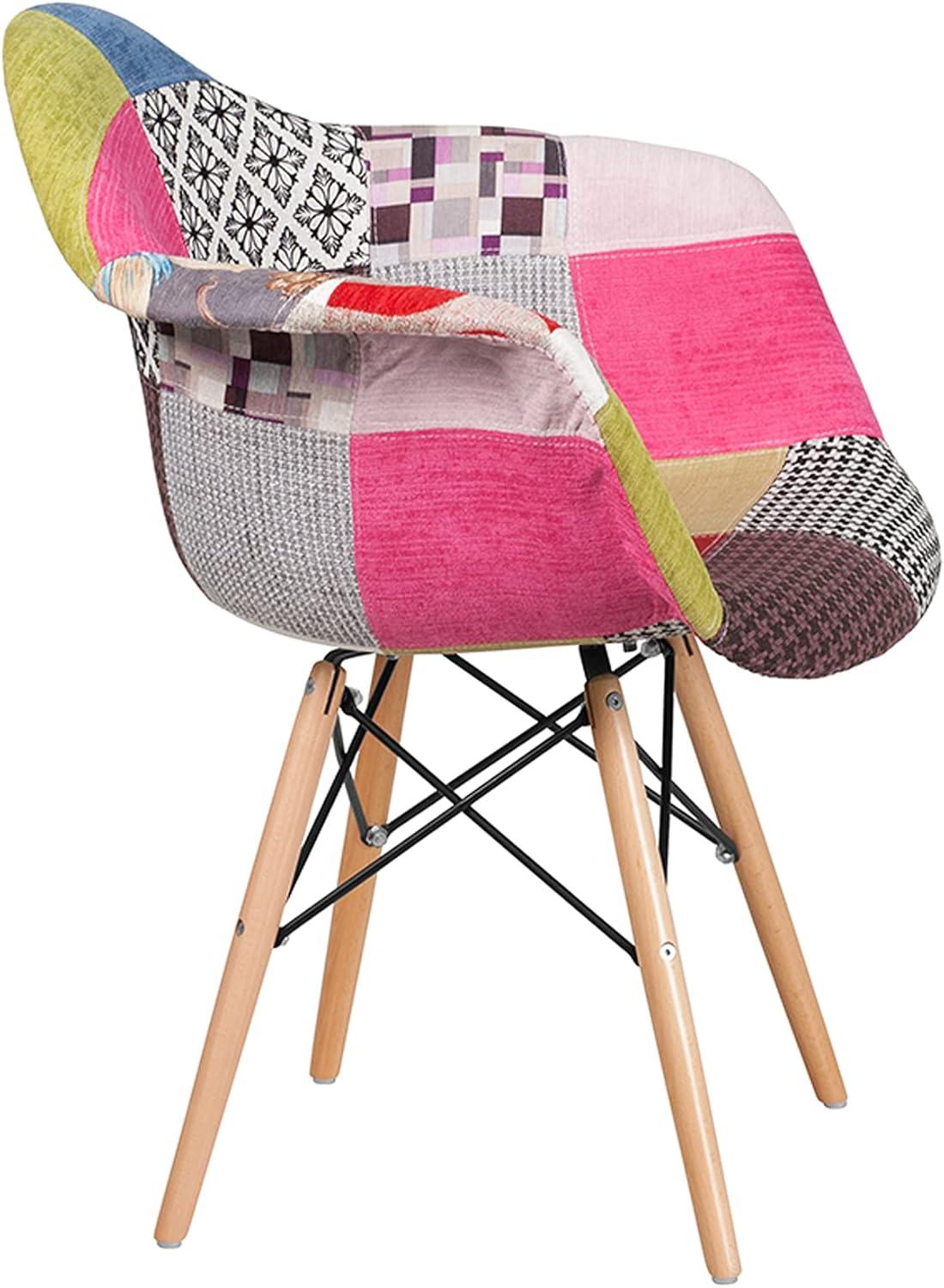 imageFlash Furniture Alonza Series Milan Patchwork Fabric Chair with Wooden Legs