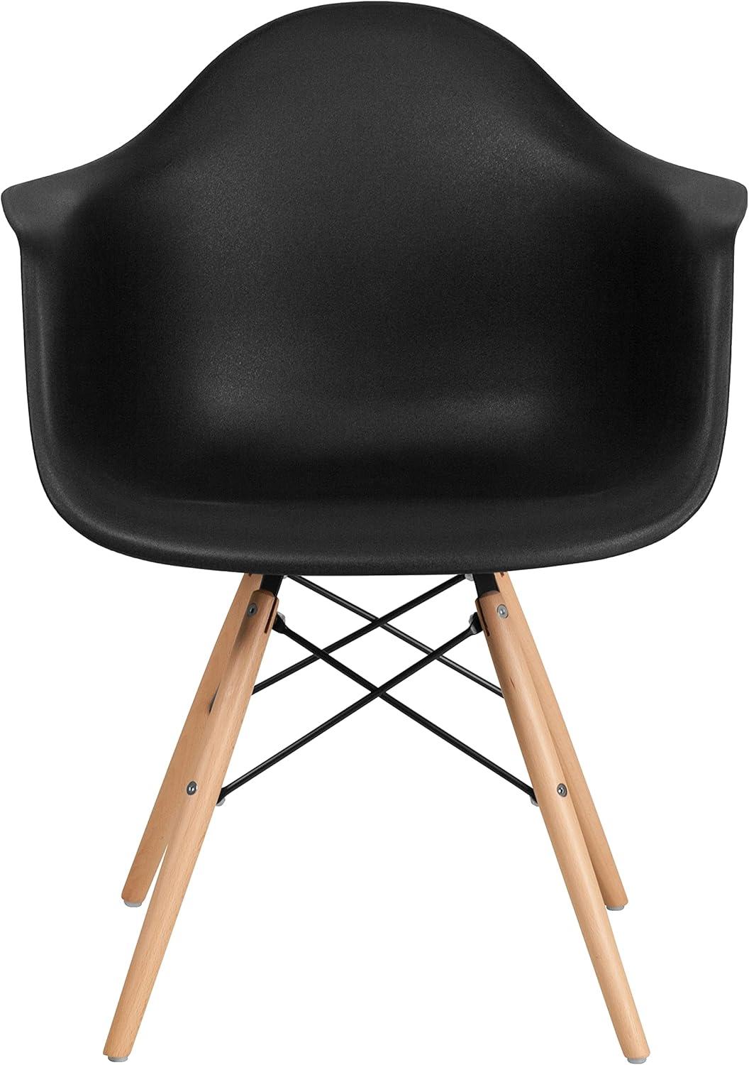 imageFlash Furniture Alonza Series White Plastic Chair with Wooden LegsBlack