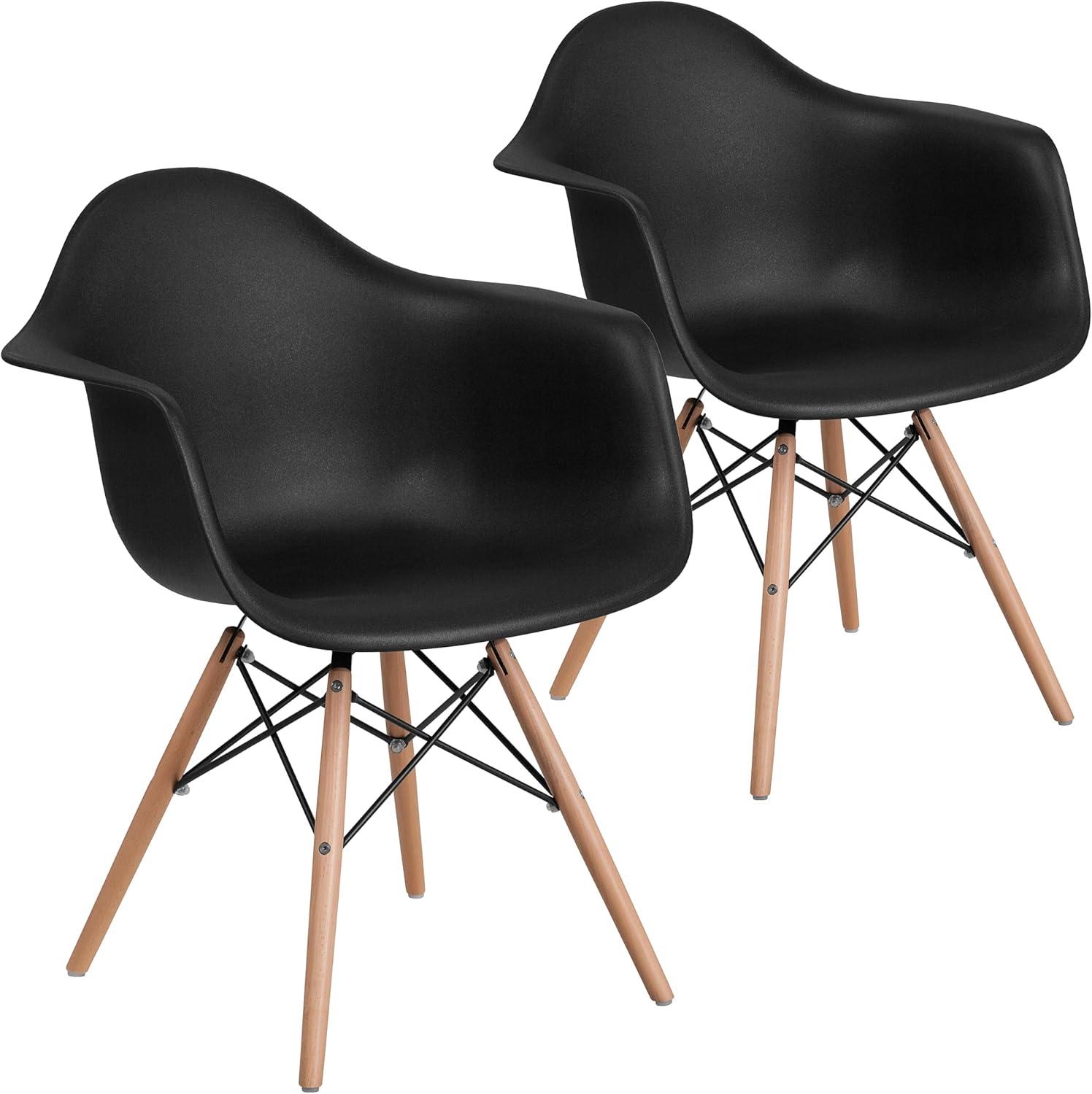 imageFlash Furniture Alonza Series White Plastic Chair with Wooden LegsBlack