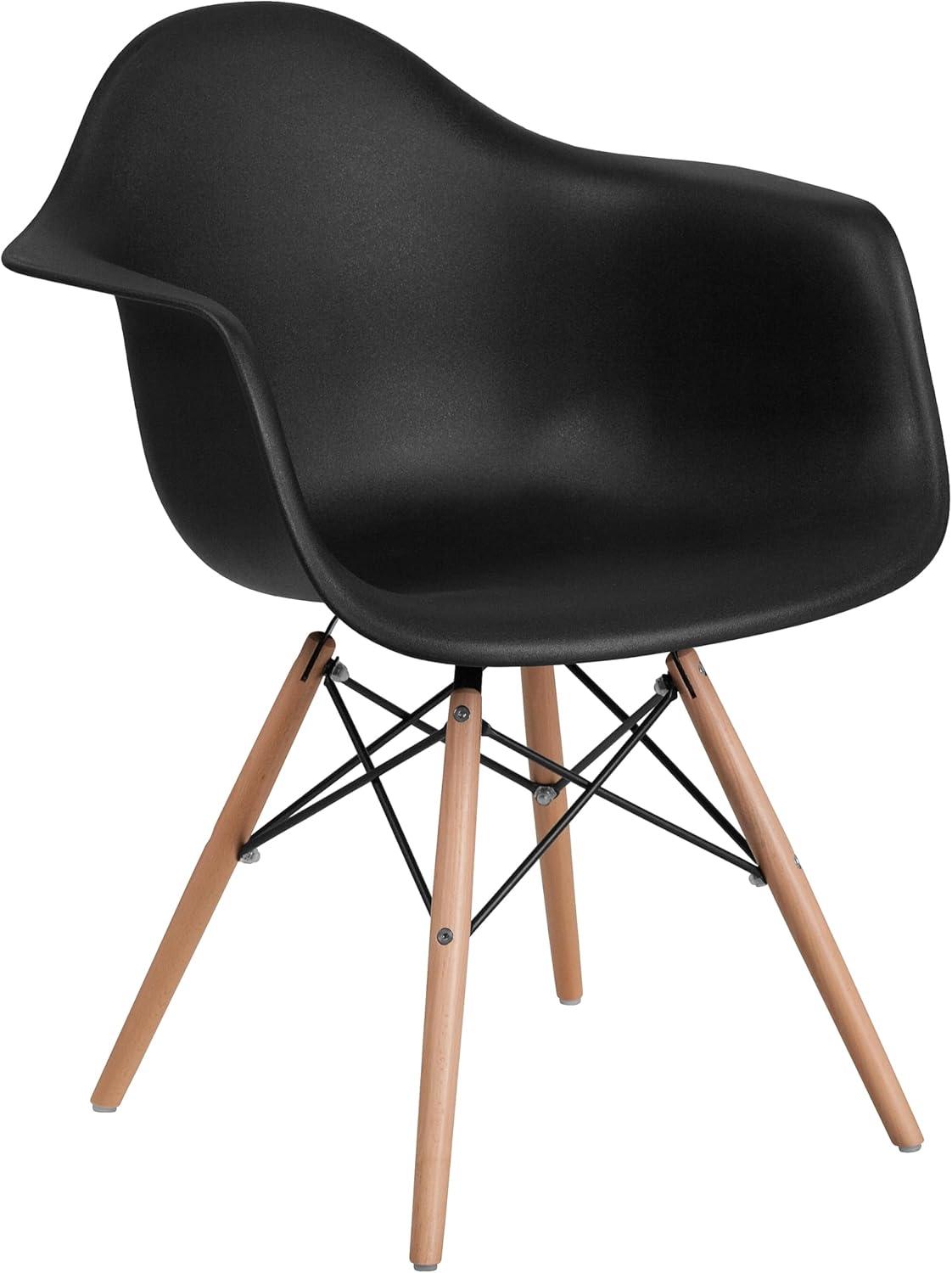 imageFlash Furniture Alonza Series White Plastic Chair with Wooden LegsBlack