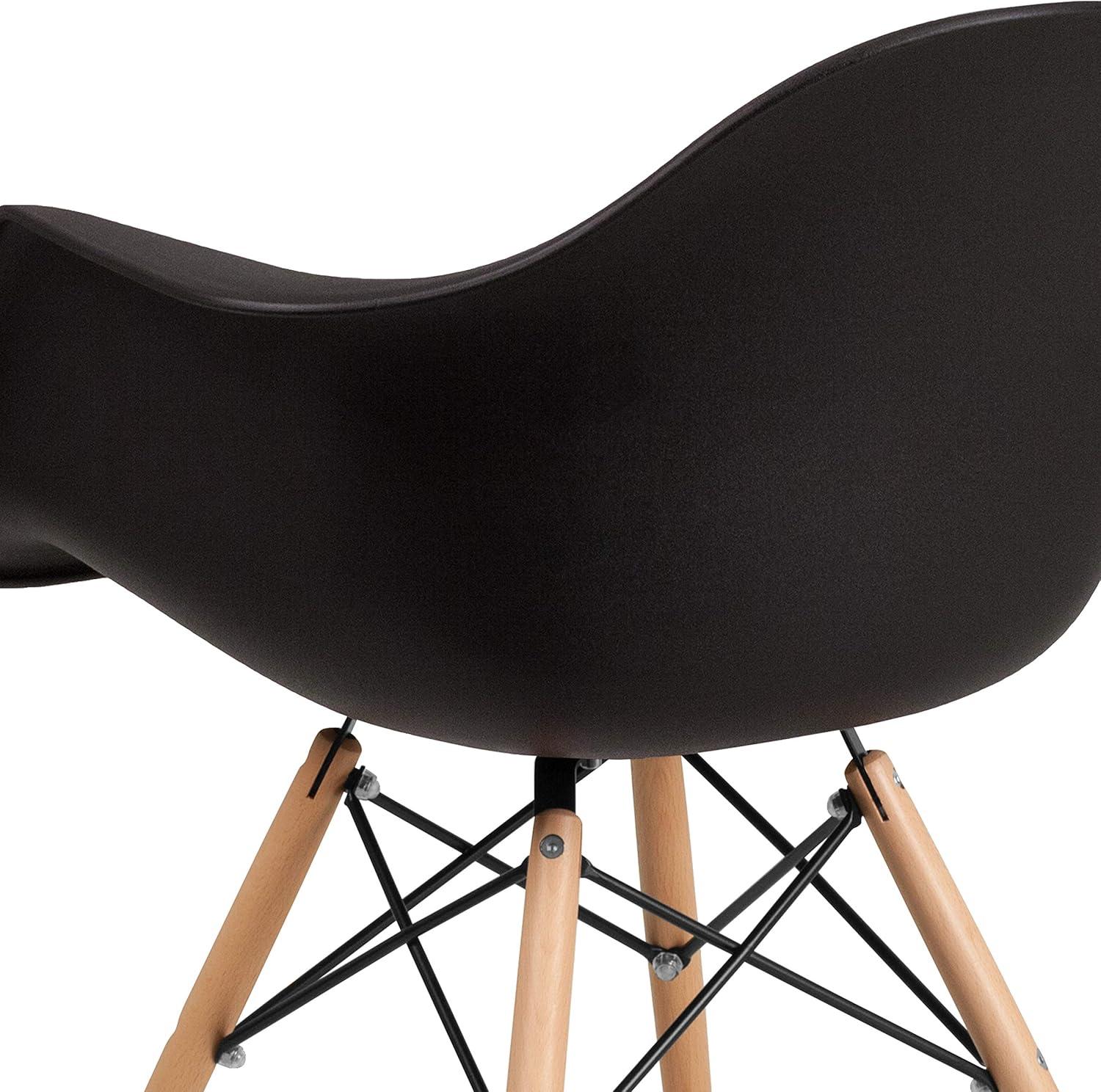 imageFlash Furniture Alonza Series White Plastic Chair with Wooden LegsBlack