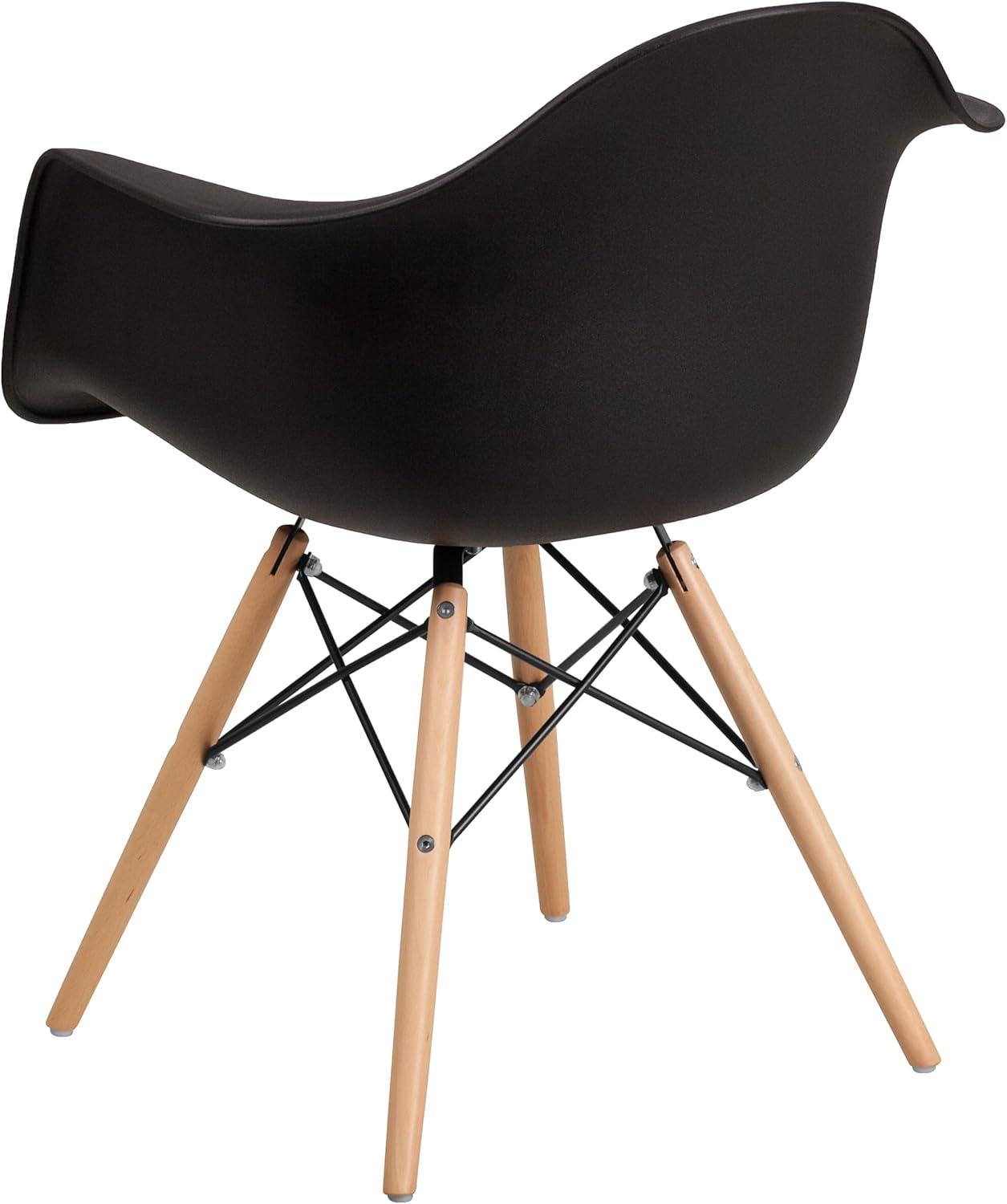 imageFlash Furniture Alonza Series White Plastic Chair with Wooden LegsBlack