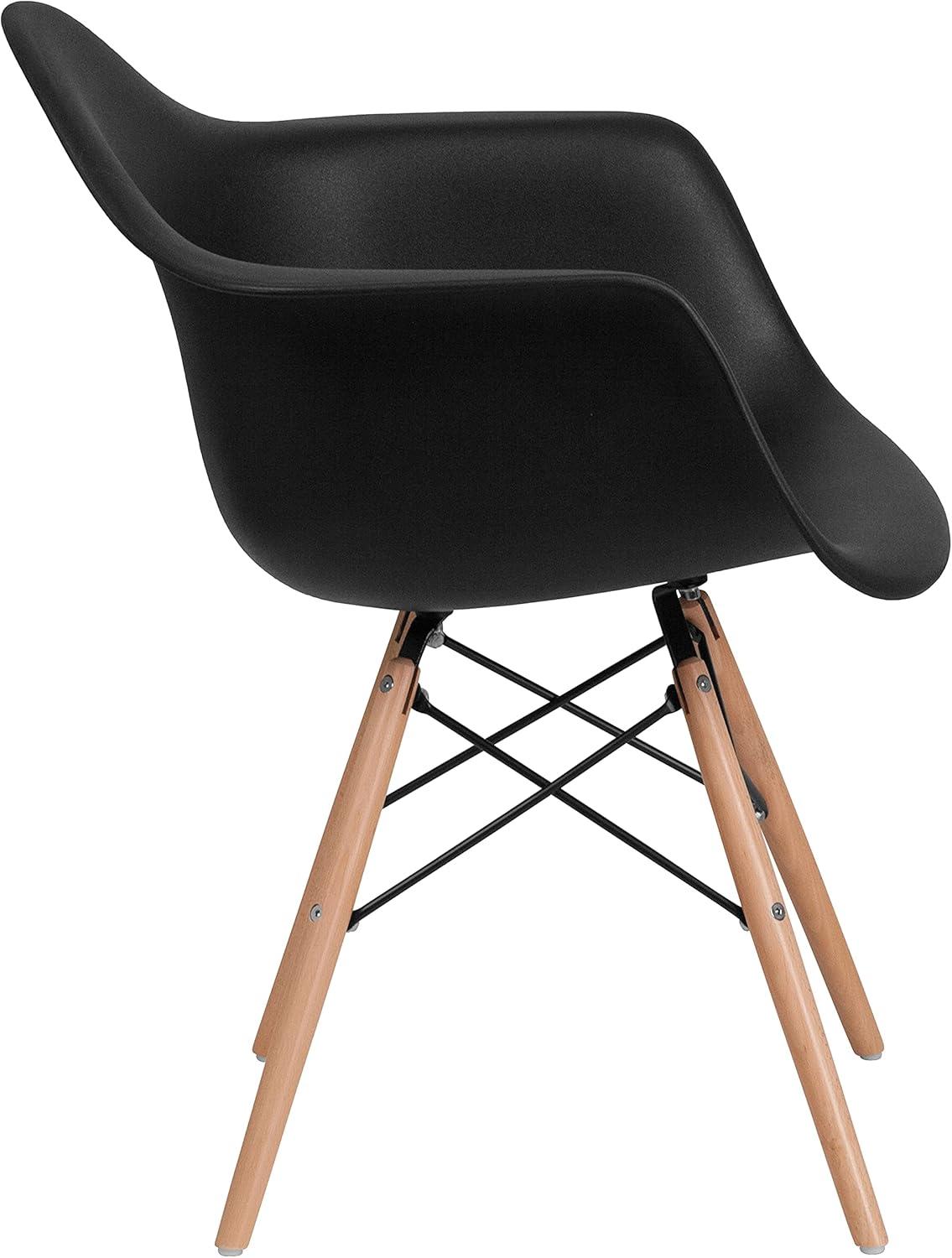 imageFlash Furniture Alonza Series White Plastic Chair with Wooden LegsBlack
