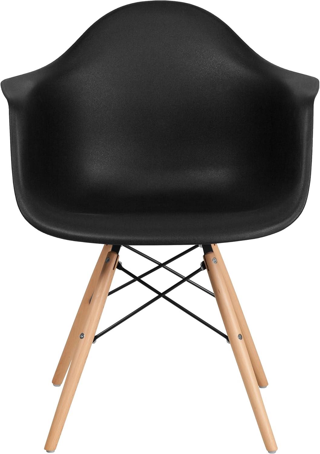 imageFlash Furniture Alonza Series White Plastic Chair with Wooden LegsBlack