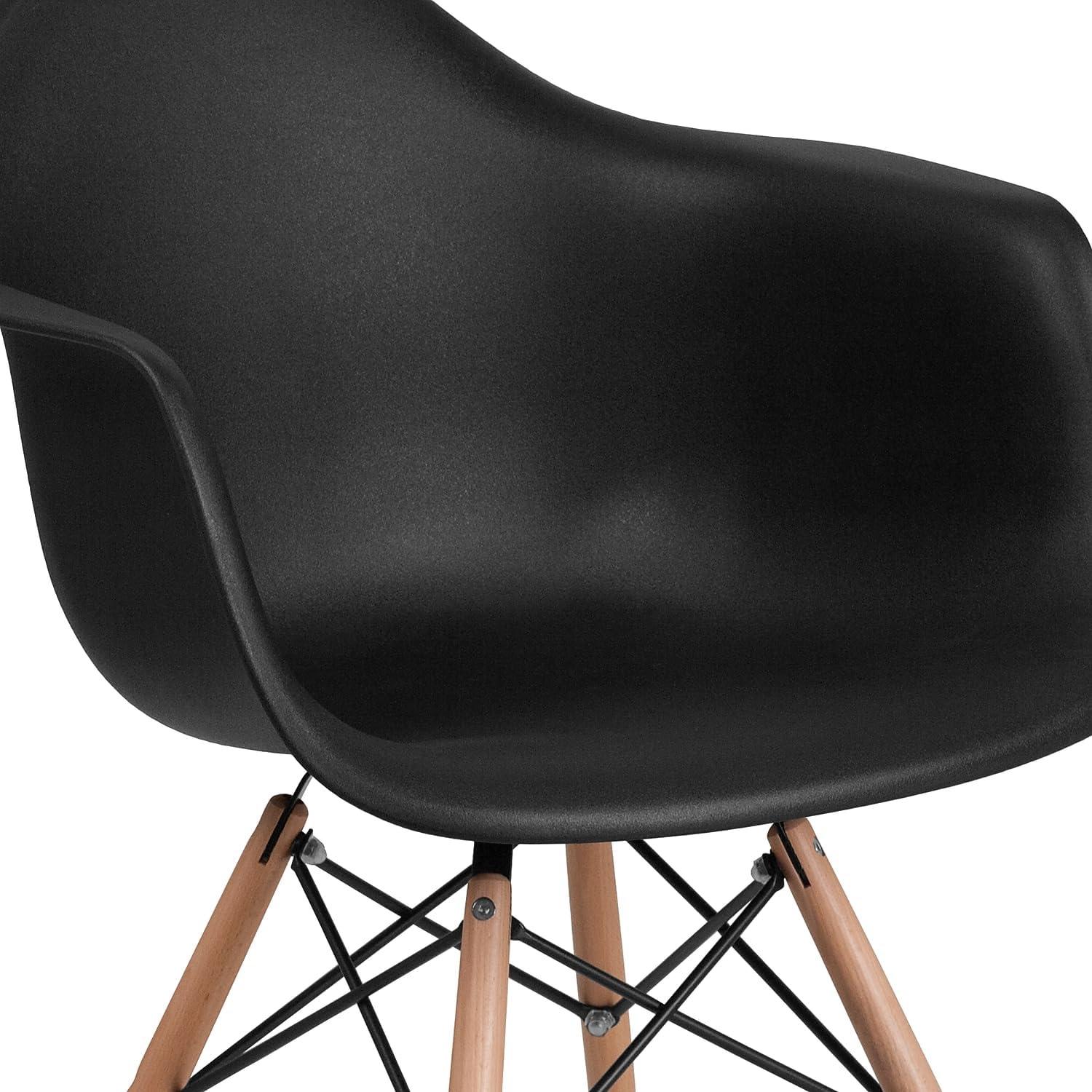 imageFlash Furniture Alonza Series White Plastic Chair with Wooden LegsBlack