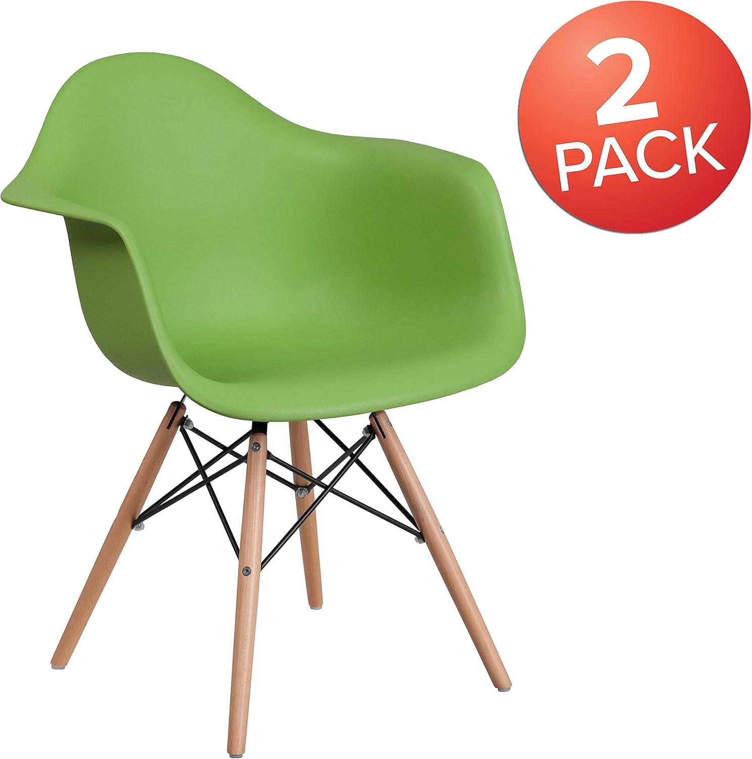 imageFlash Furniture Alonza Series White Plastic Chair with Wooden LegsGreen