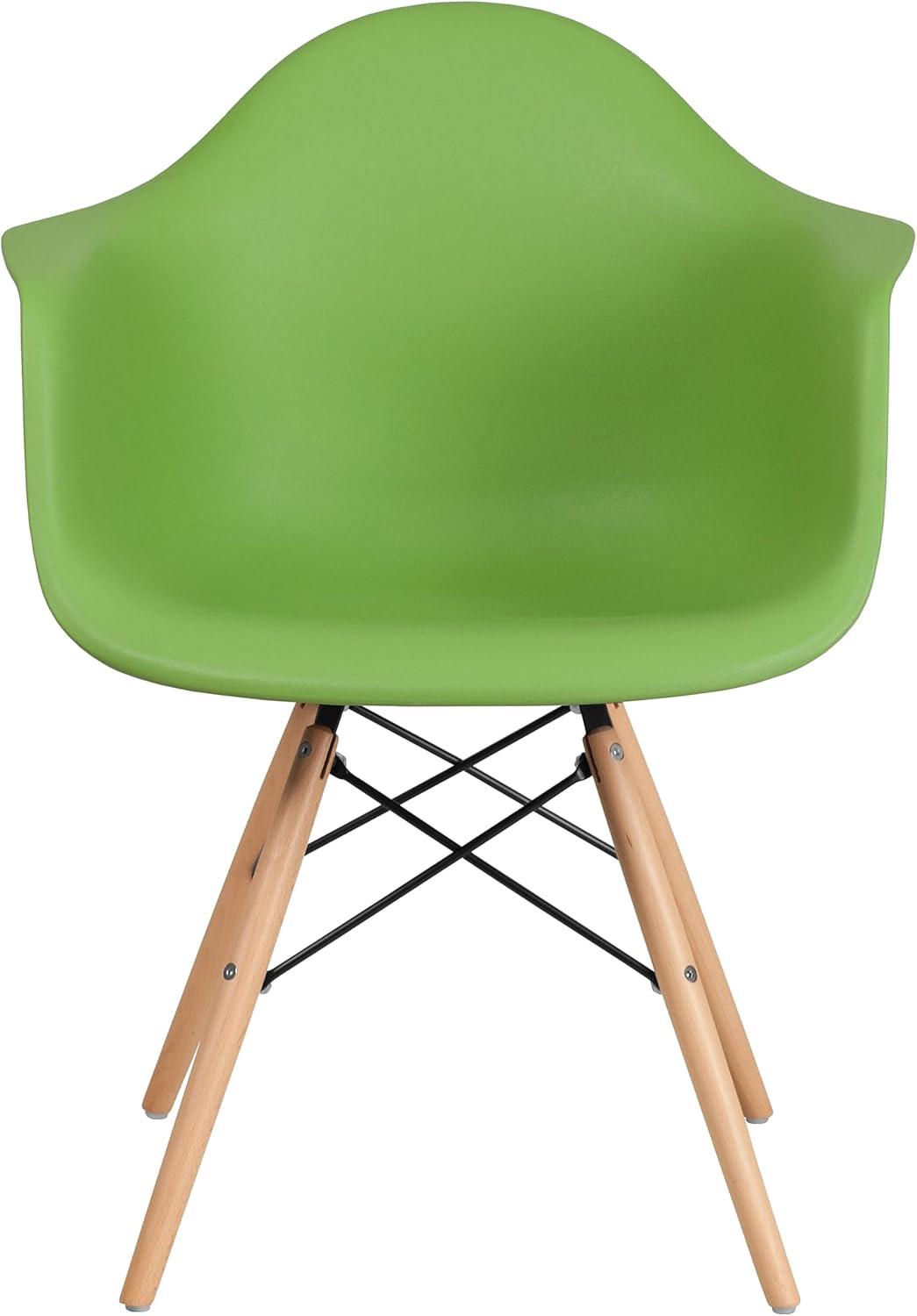 imageFlash Furniture Alonza Series White Plastic Chair with Wooden LegsGreen