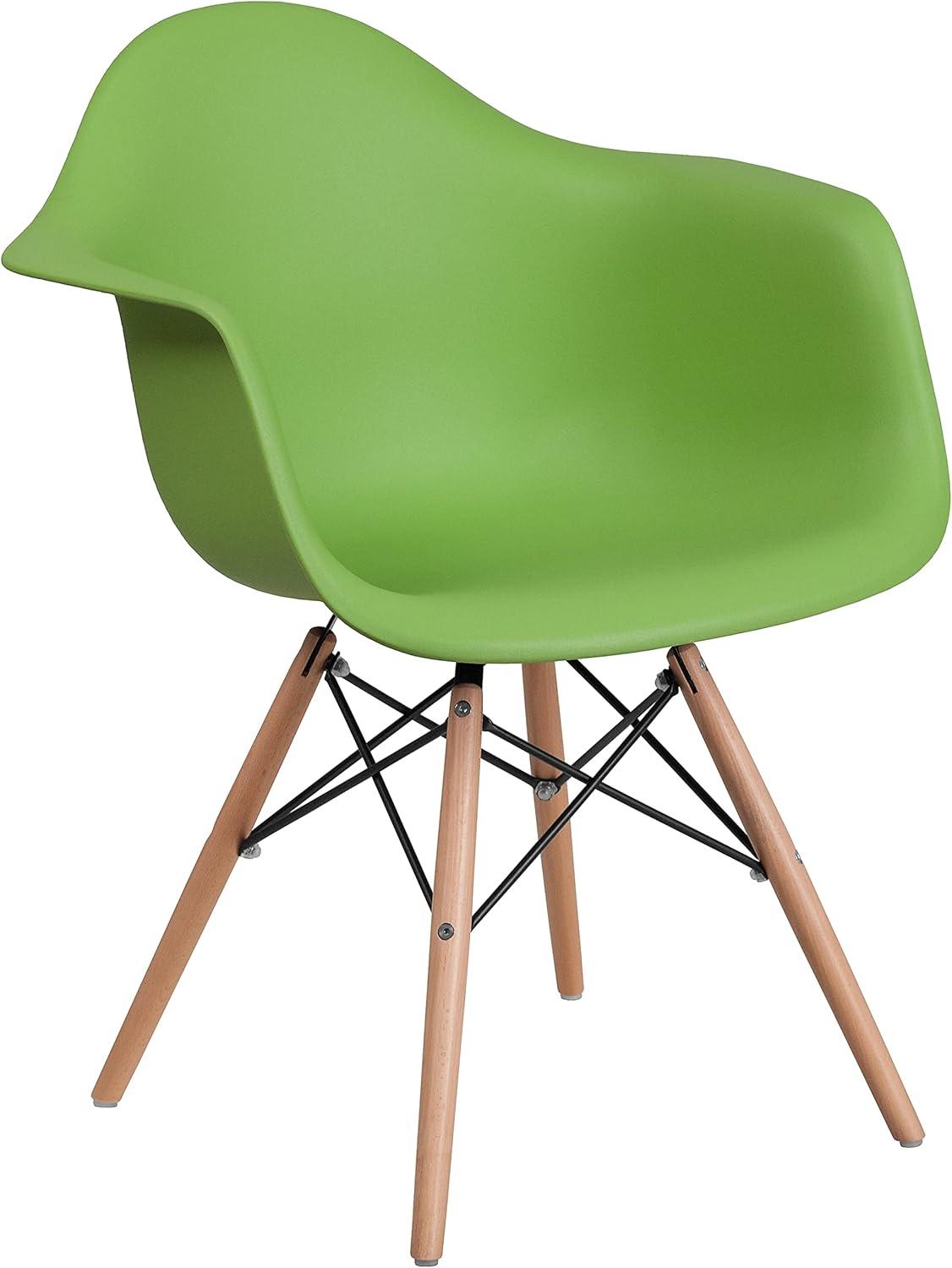 imageFlash Furniture Alonza Series White Plastic Chair with Wooden LegsGreen
