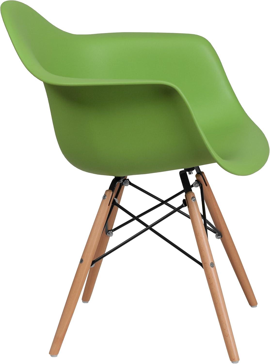 imageFlash Furniture Alonza Series White Plastic Chair with Wooden LegsGreen