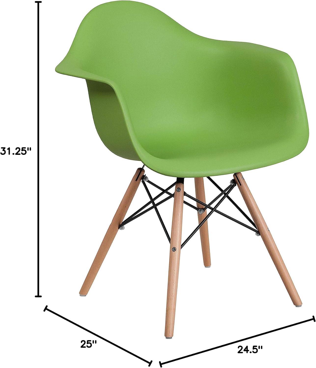 imageFlash Furniture Alonza Series White Plastic Chair with Wooden LegsGreen