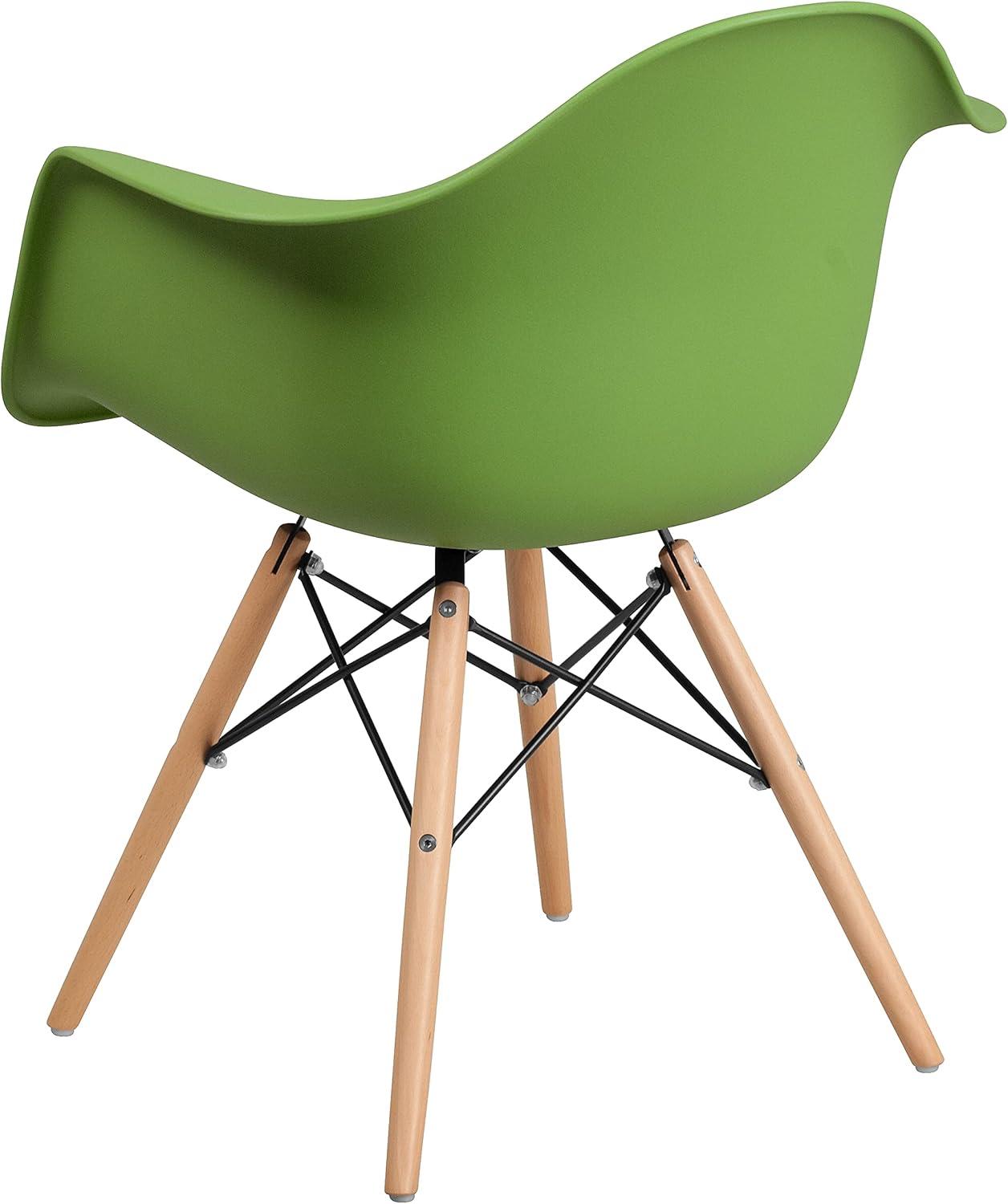 imageFlash Furniture Alonza Series White Plastic Chair with Wooden LegsGreen