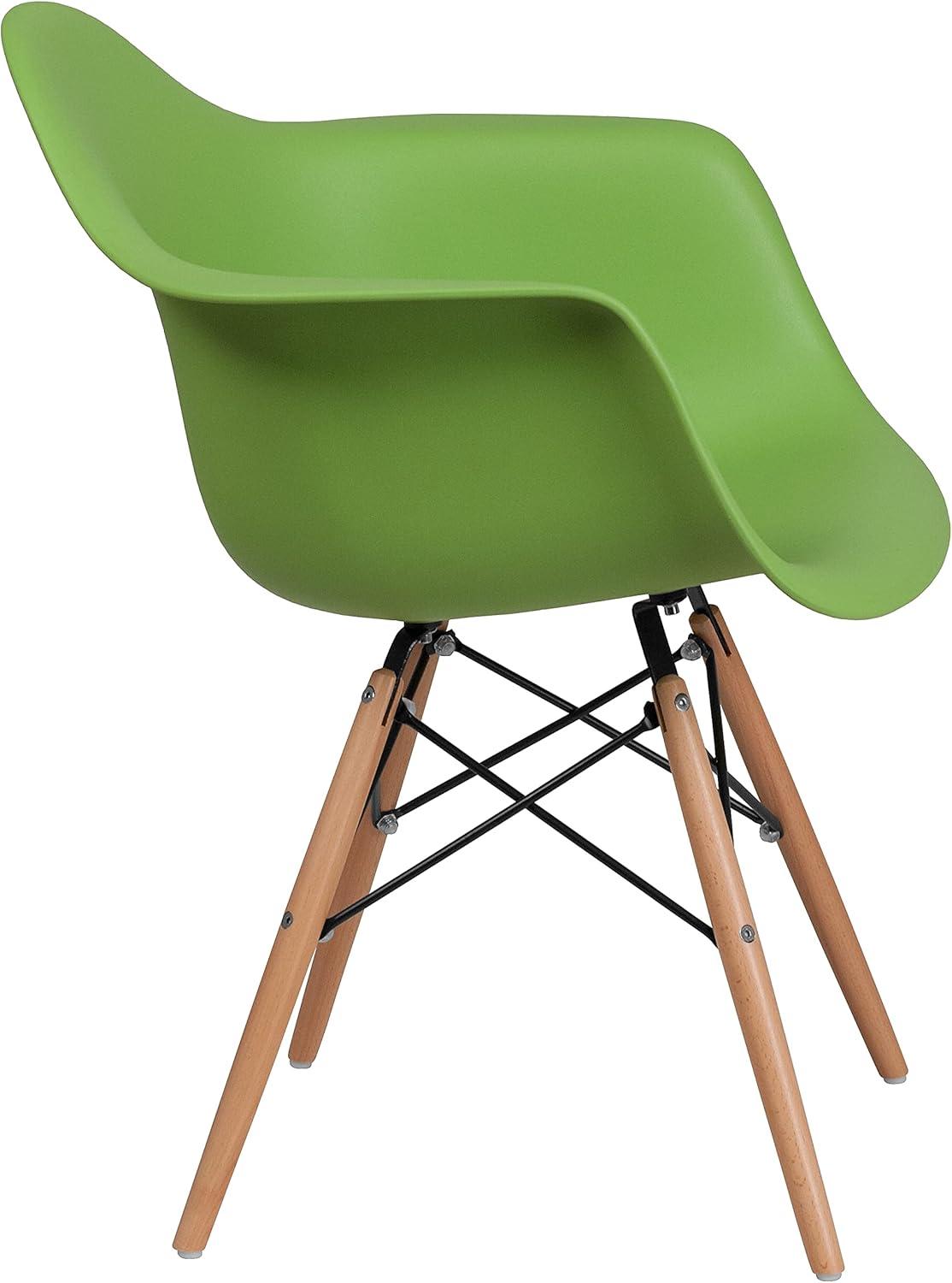 imageFlash Furniture Alonza Series White Plastic Chair with Wooden LegsGreen