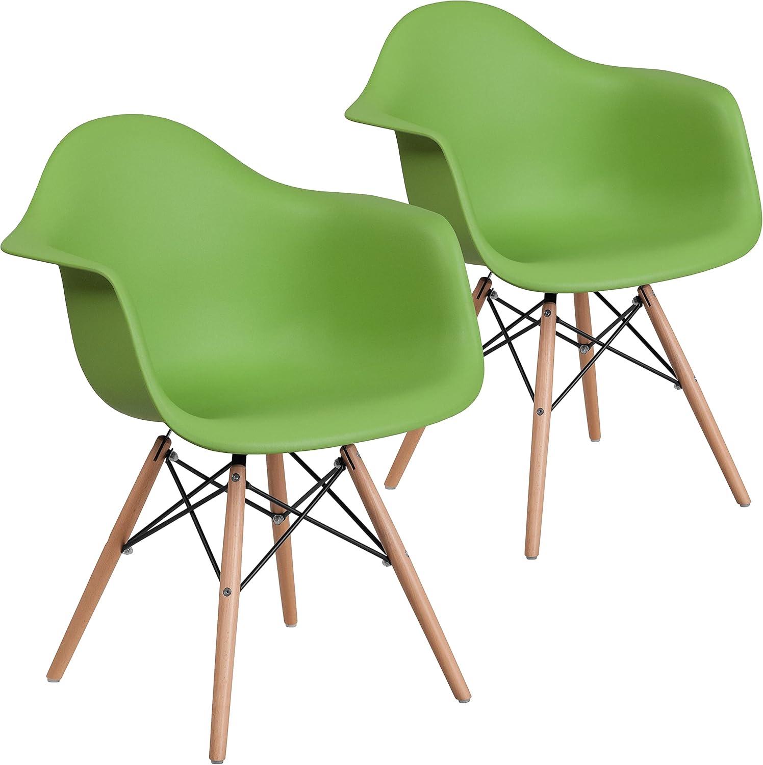 imageFlash Furniture Alonza Series White Plastic Chair with Wooden LegsGreen
