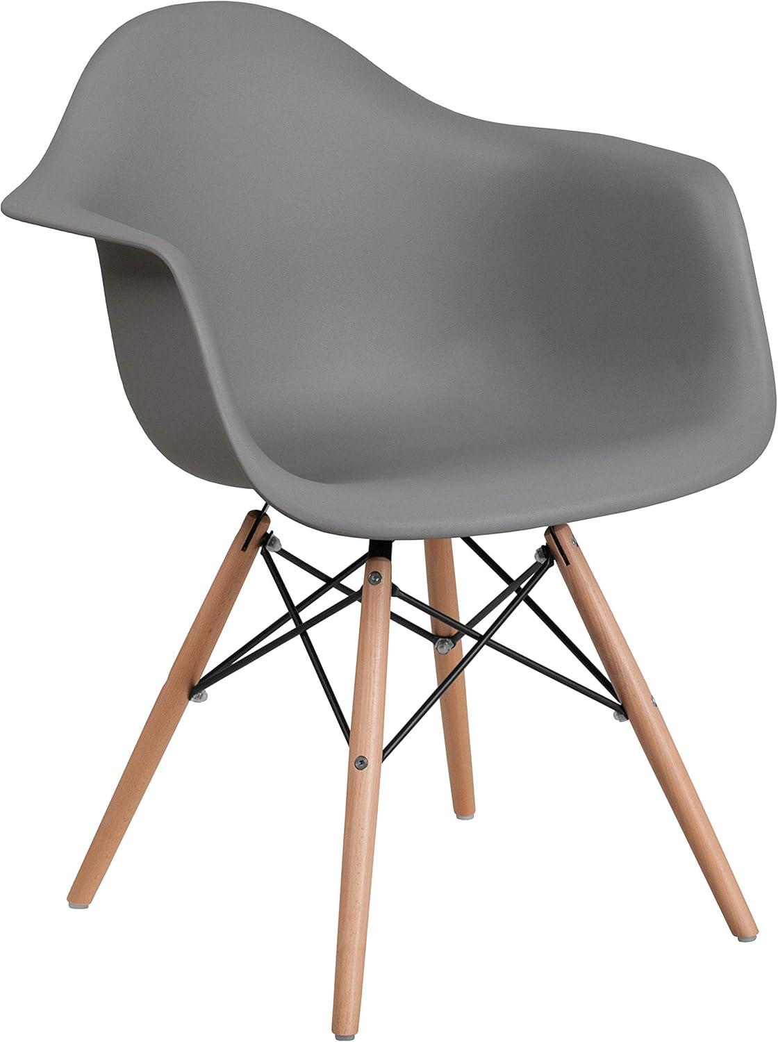 imageFlash Furniture Alonza Series White Plastic Chair with Wooden LegsMoss Gray