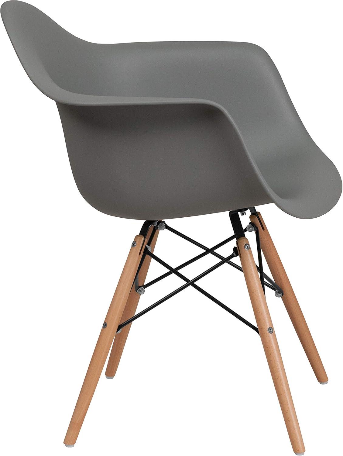 imageFlash Furniture Alonza Series White Plastic Chair with Wooden LegsMoss Gray