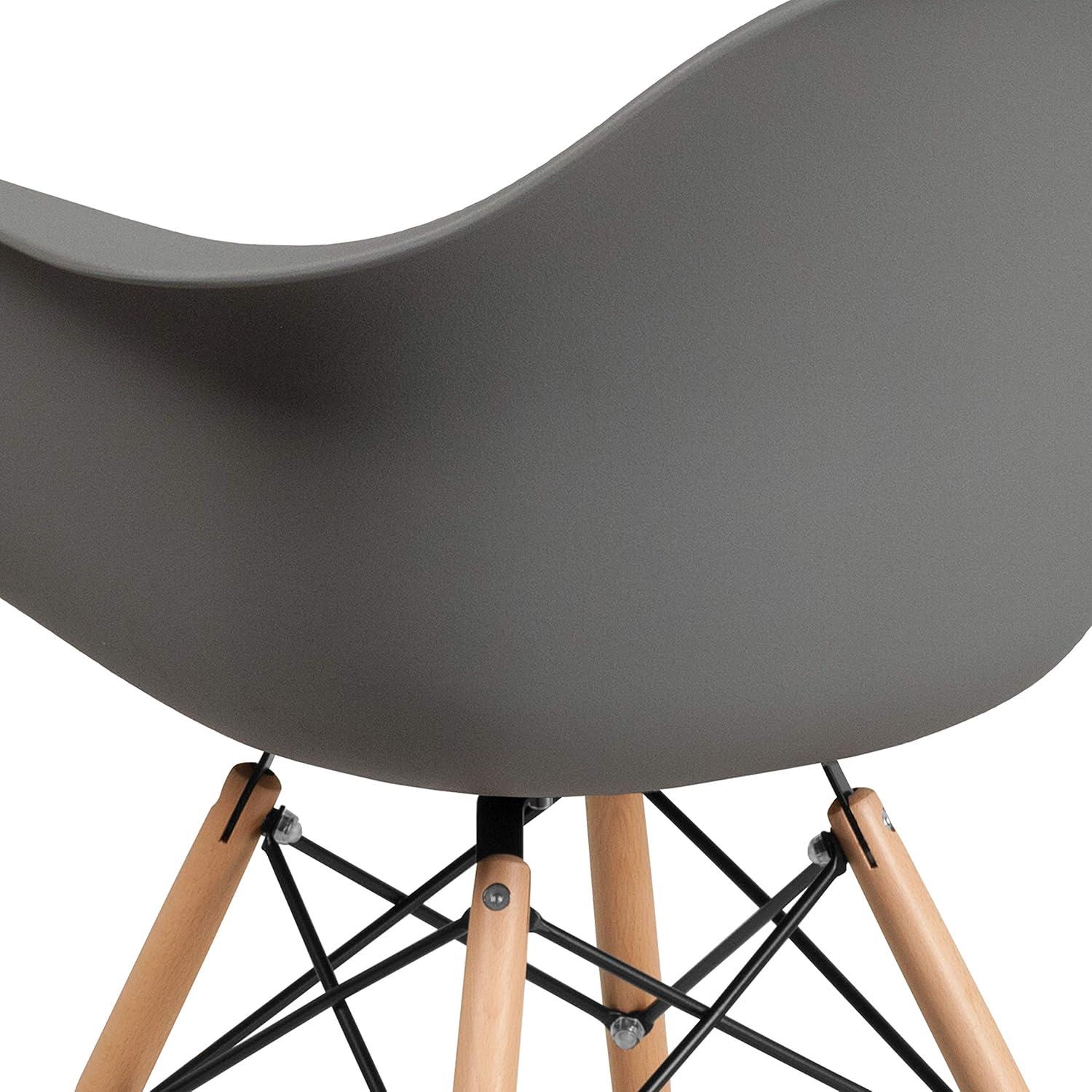 imageFlash Furniture Alonza Series White Plastic Chair with Wooden LegsMoss Gray