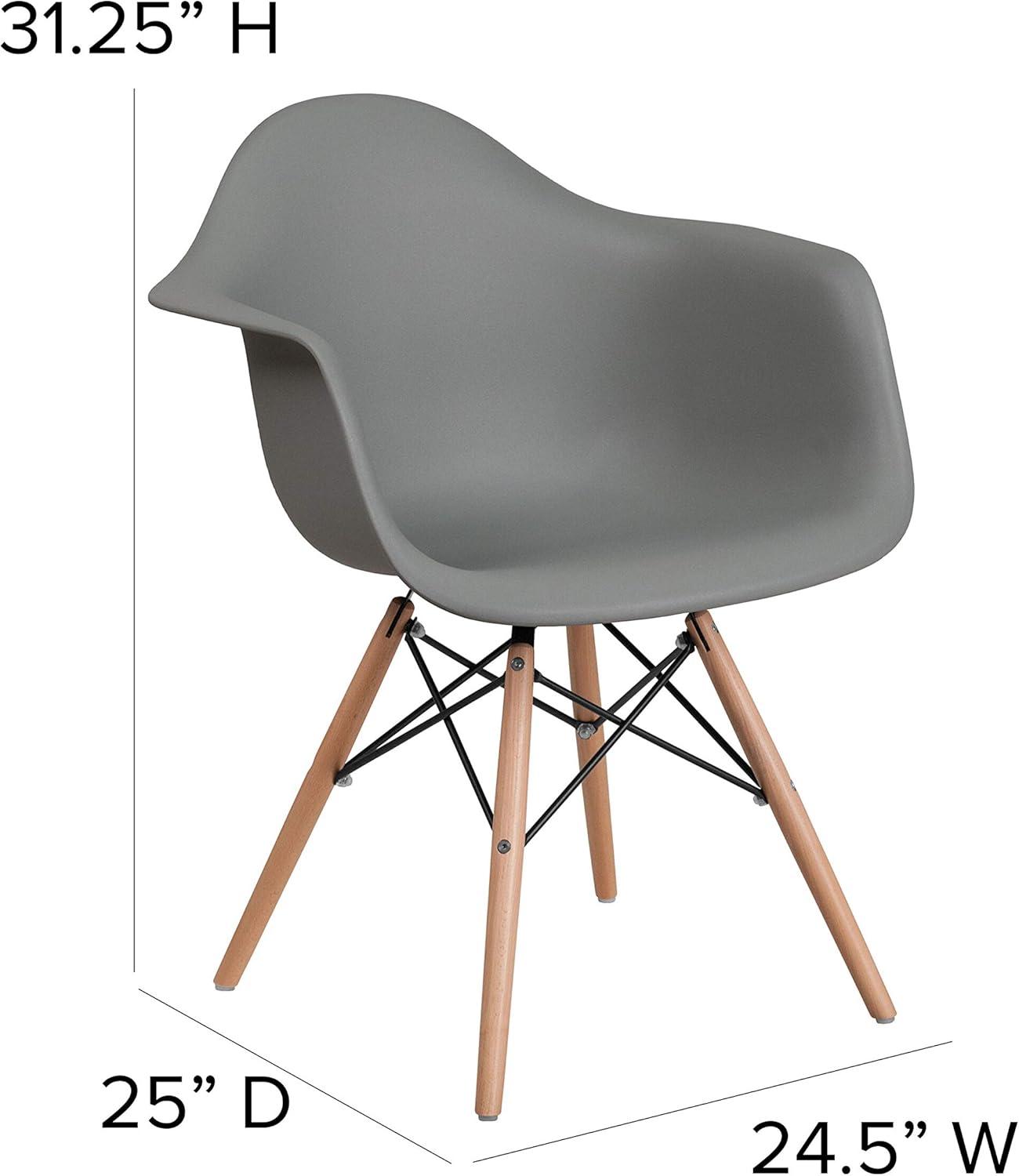 imageFlash Furniture Alonza Series White Plastic Chair with Wooden LegsMoss Gray