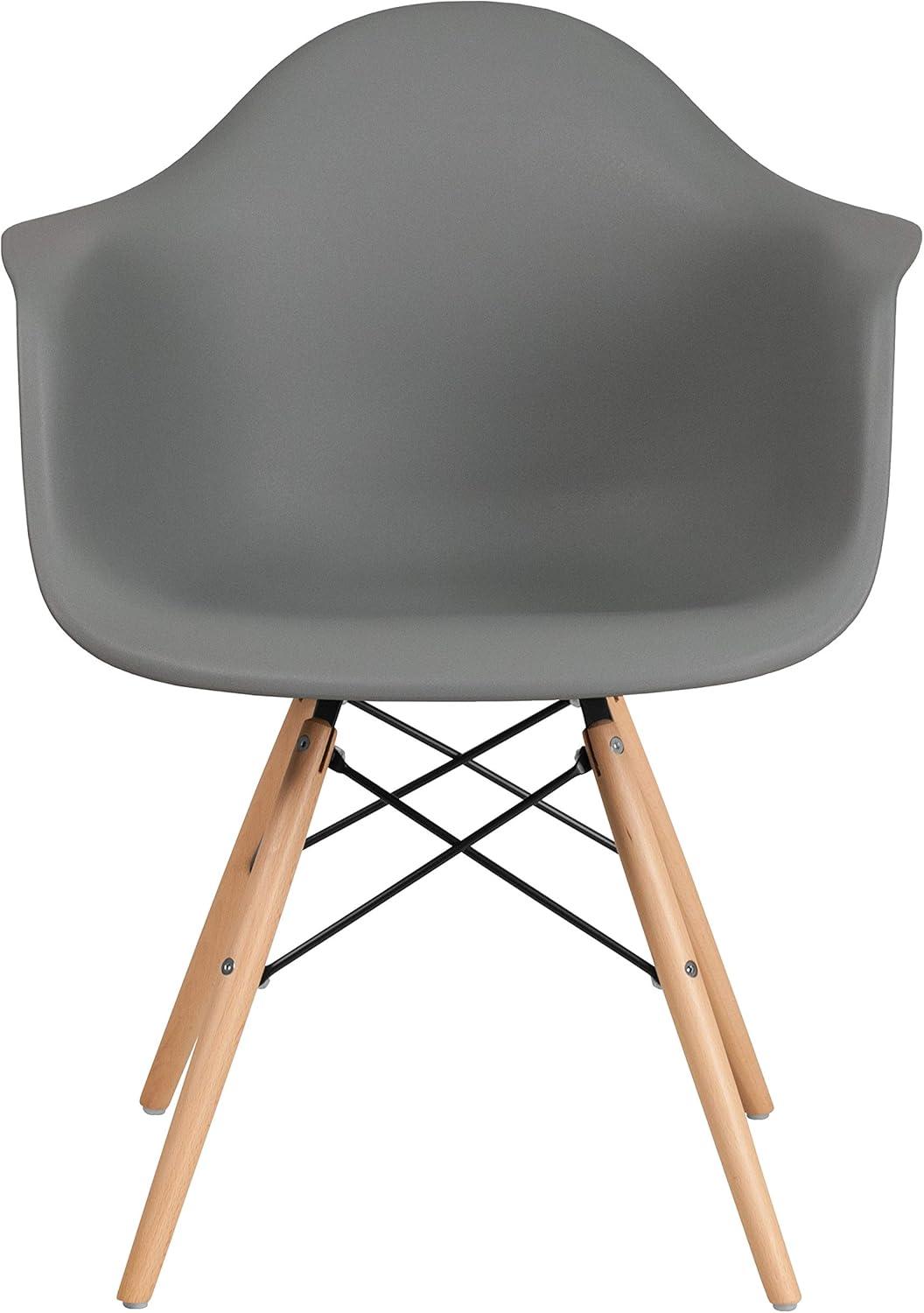 imageFlash Furniture Alonza Series White Plastic Chair with Wooden LegsMoss Gray