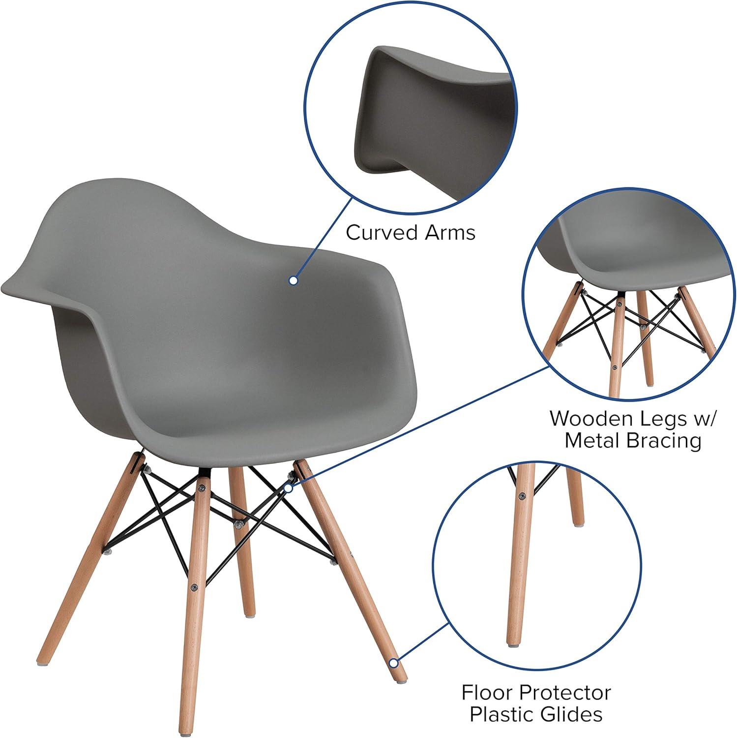 imageFlash Furniture Alonza Series White Plastic Chair with Wooden LegsMoss Gray