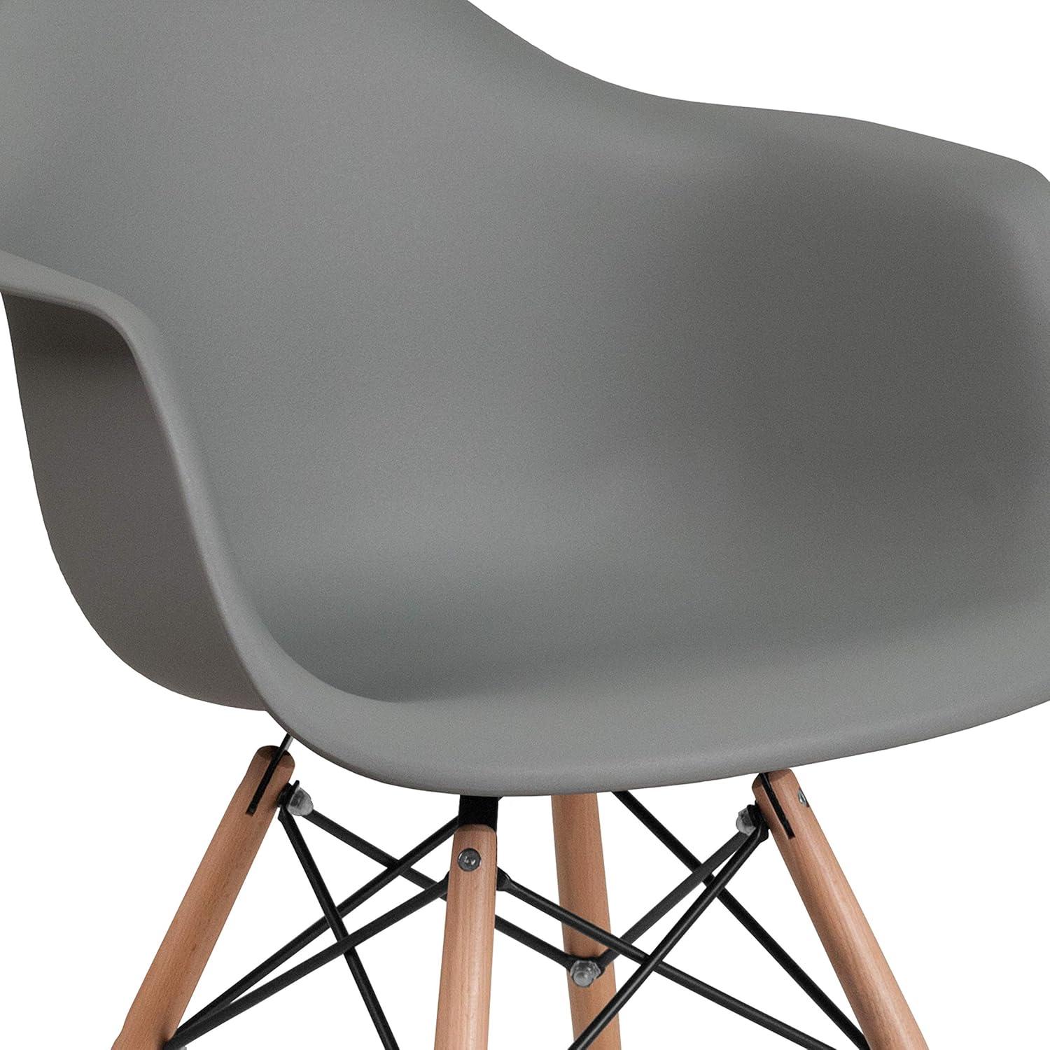 imageFlash Furniture Alonza Series White Plastic Chair with Wooden LegsMoss Gray