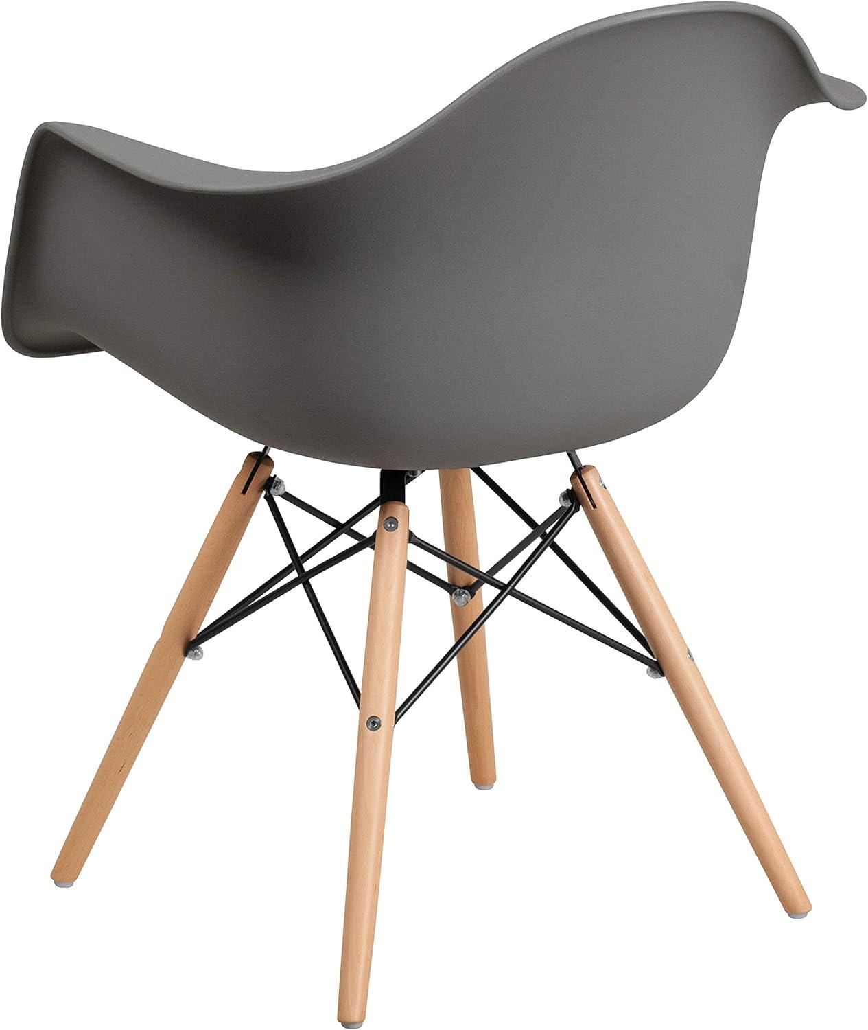 imageFlash Furniture Alonza Series White Plastic Chair with Wooden LegsMoss Gray