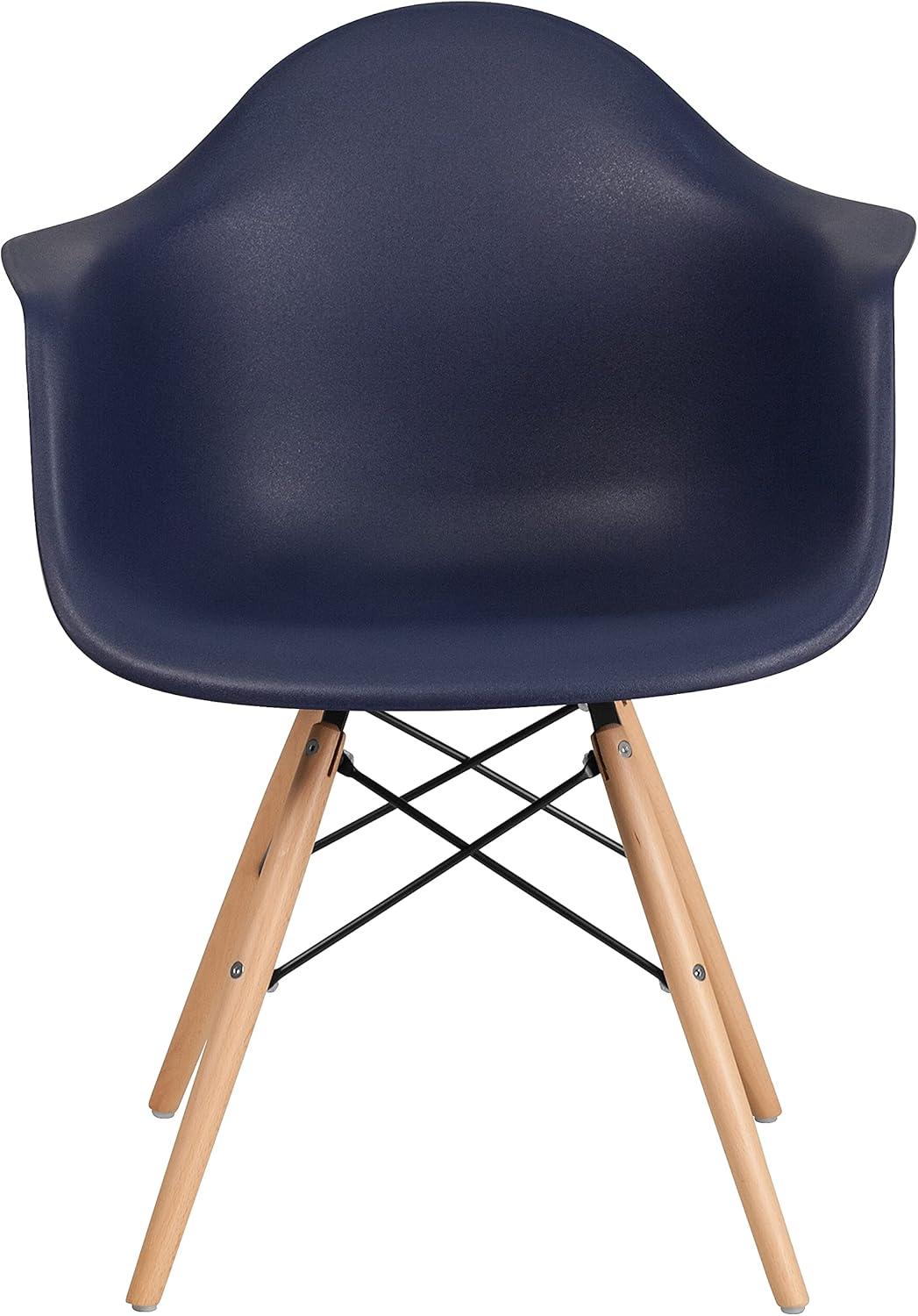 imageFlash Furniture Alonza Series White Plastic Chair with Wooden LegsNavy