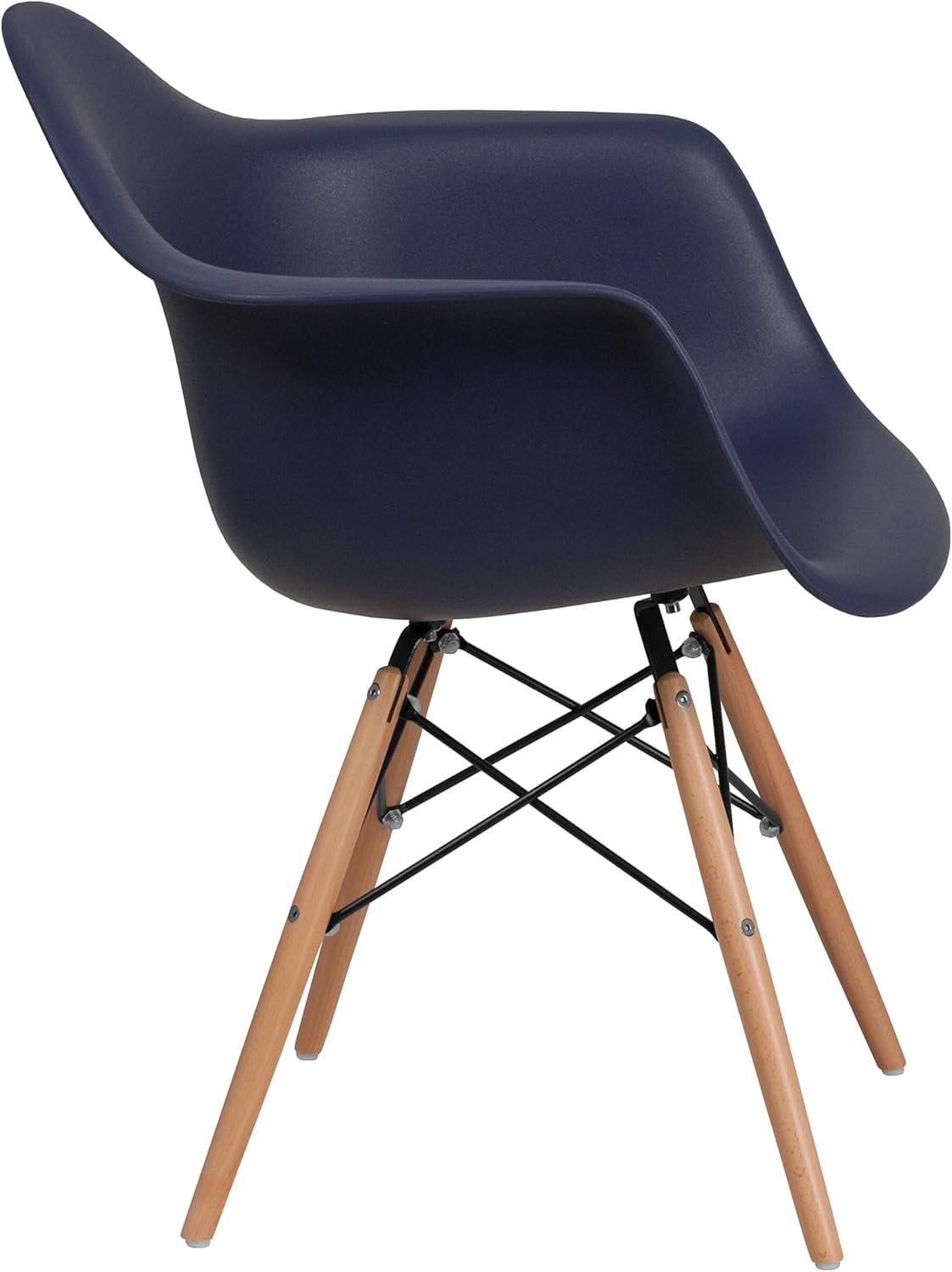 imageFlash Furniture Alonza Series White Plastic Chair with Wooden LegsNavy